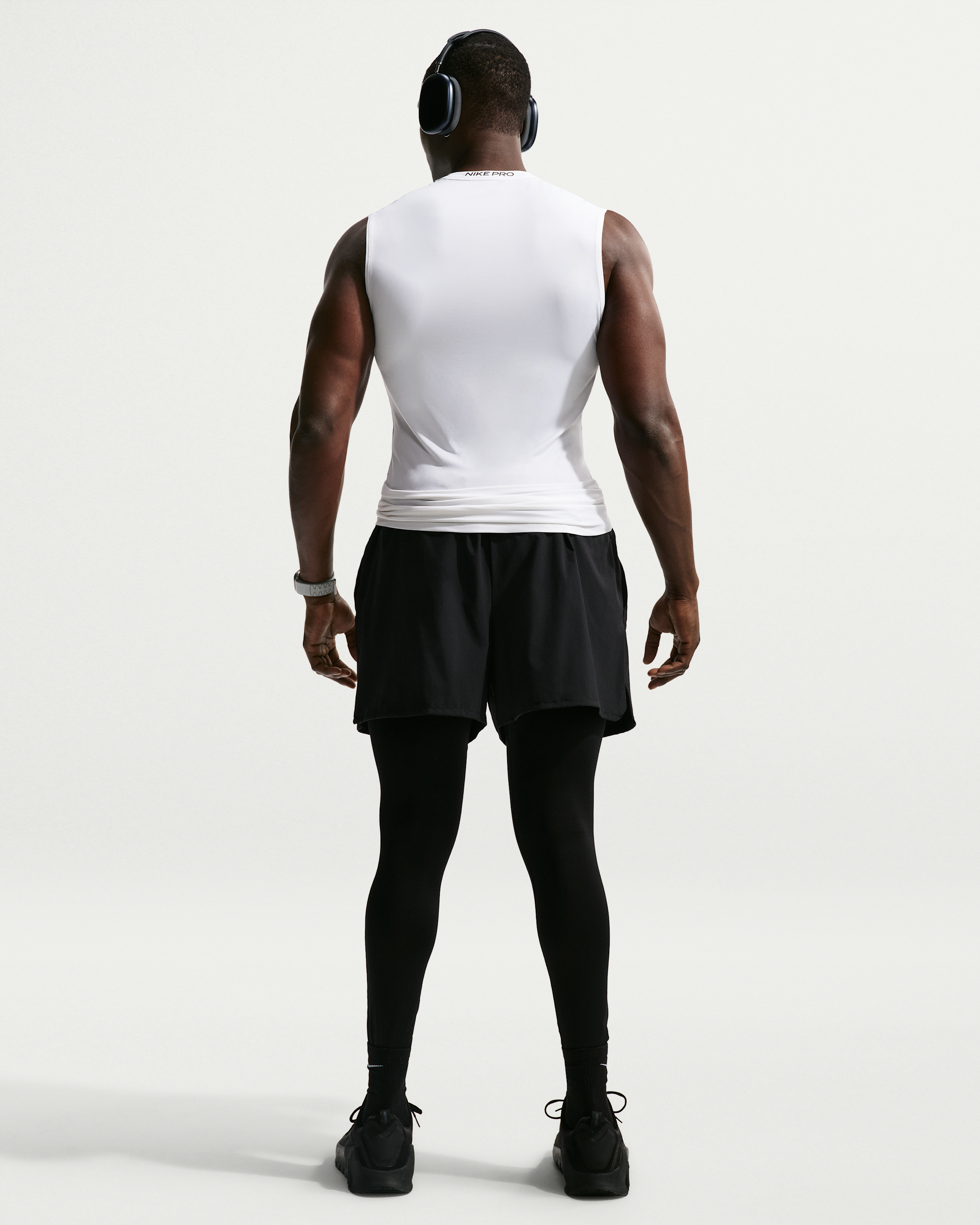 Nike Pro Men's Dri-FIT Tight Sleeveless Fitness Top - White/Black - View 10