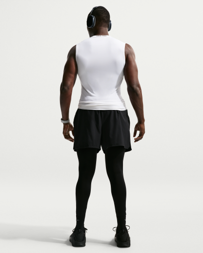 Nike Pro Men's Dri-FIT Tight Sleeveless Fitness Top - White/Black - View 10