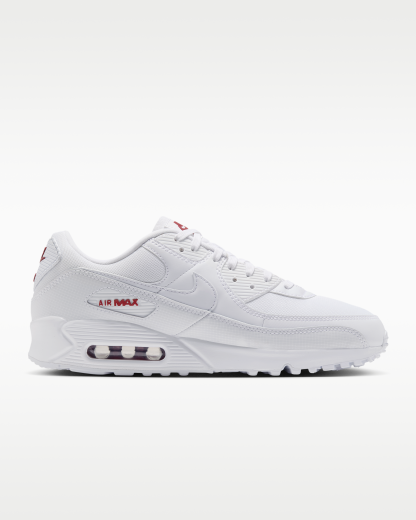 Nike Air Max 90 Men's Shoes - White/Tough Red/White - View 3