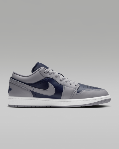 Air Jordan 1 Low Men's Shoes - Tech Grey/White/College Navy - View 3