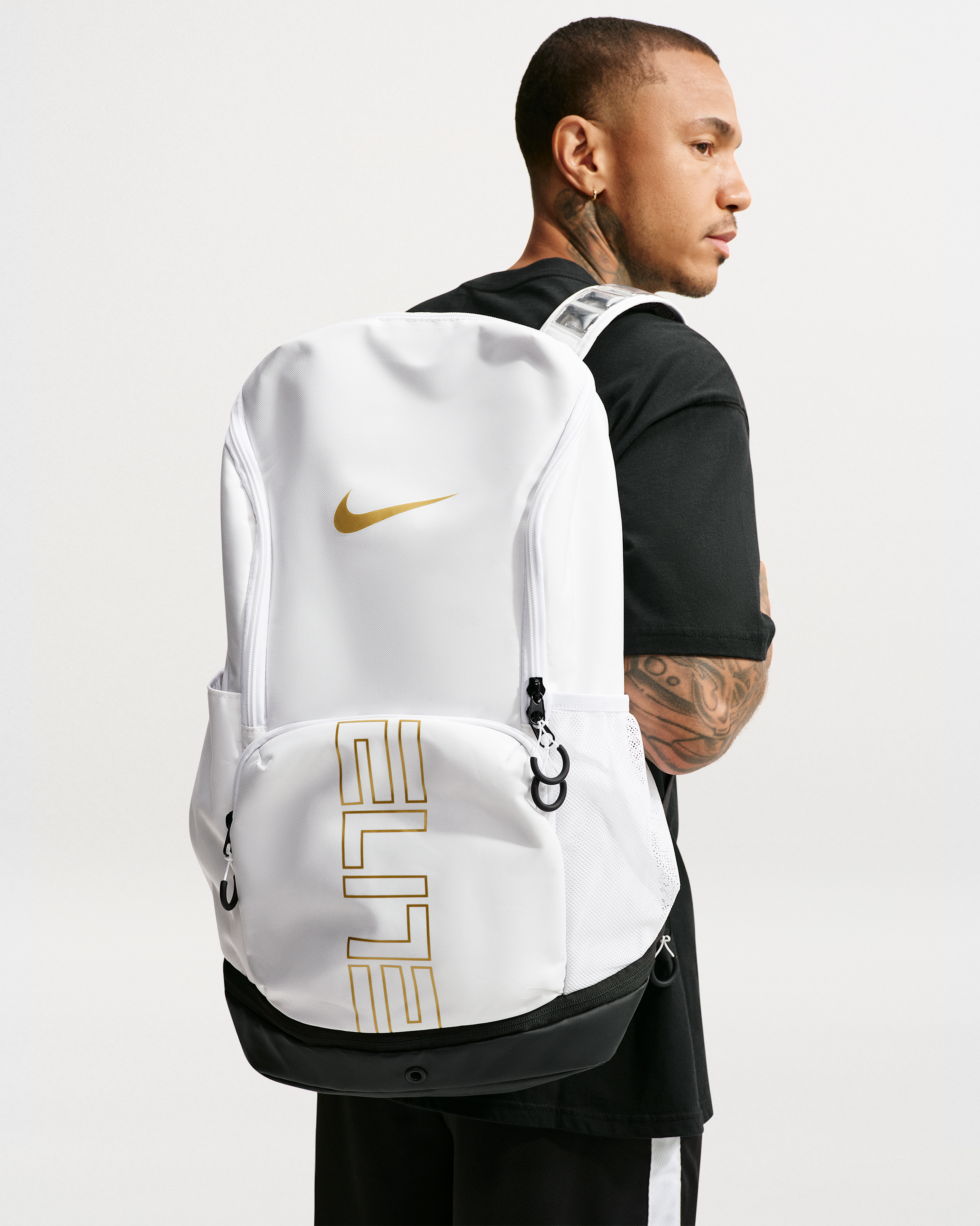 Nike Varsity Elite Backpack (32L) - White/Black/Metallic Gold - View 1