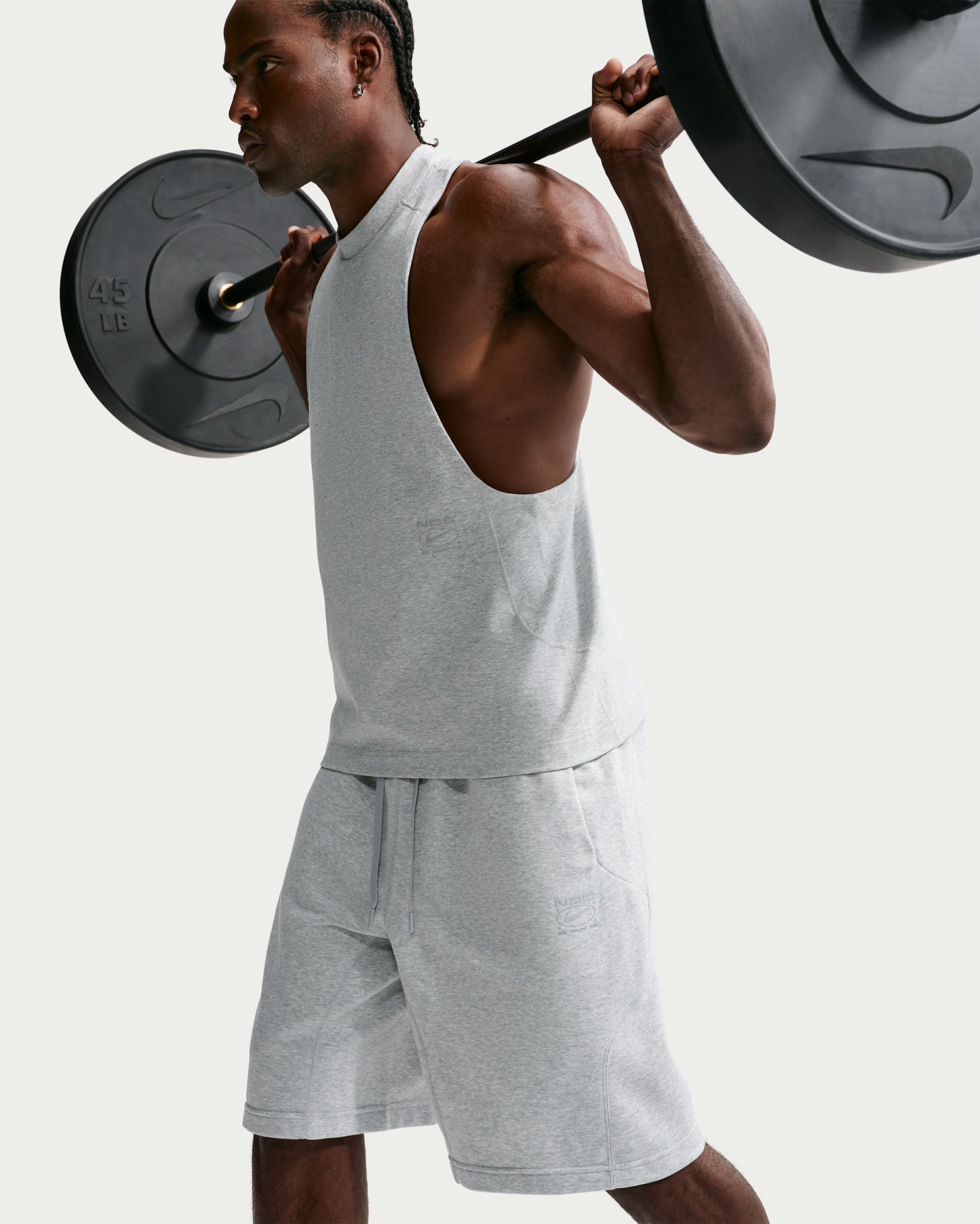 Nike N.A.C. Men's Dri-FIT Fleece Training Shorts - Light Smoke Grey/Heather/Light Smoke Grey - View 4