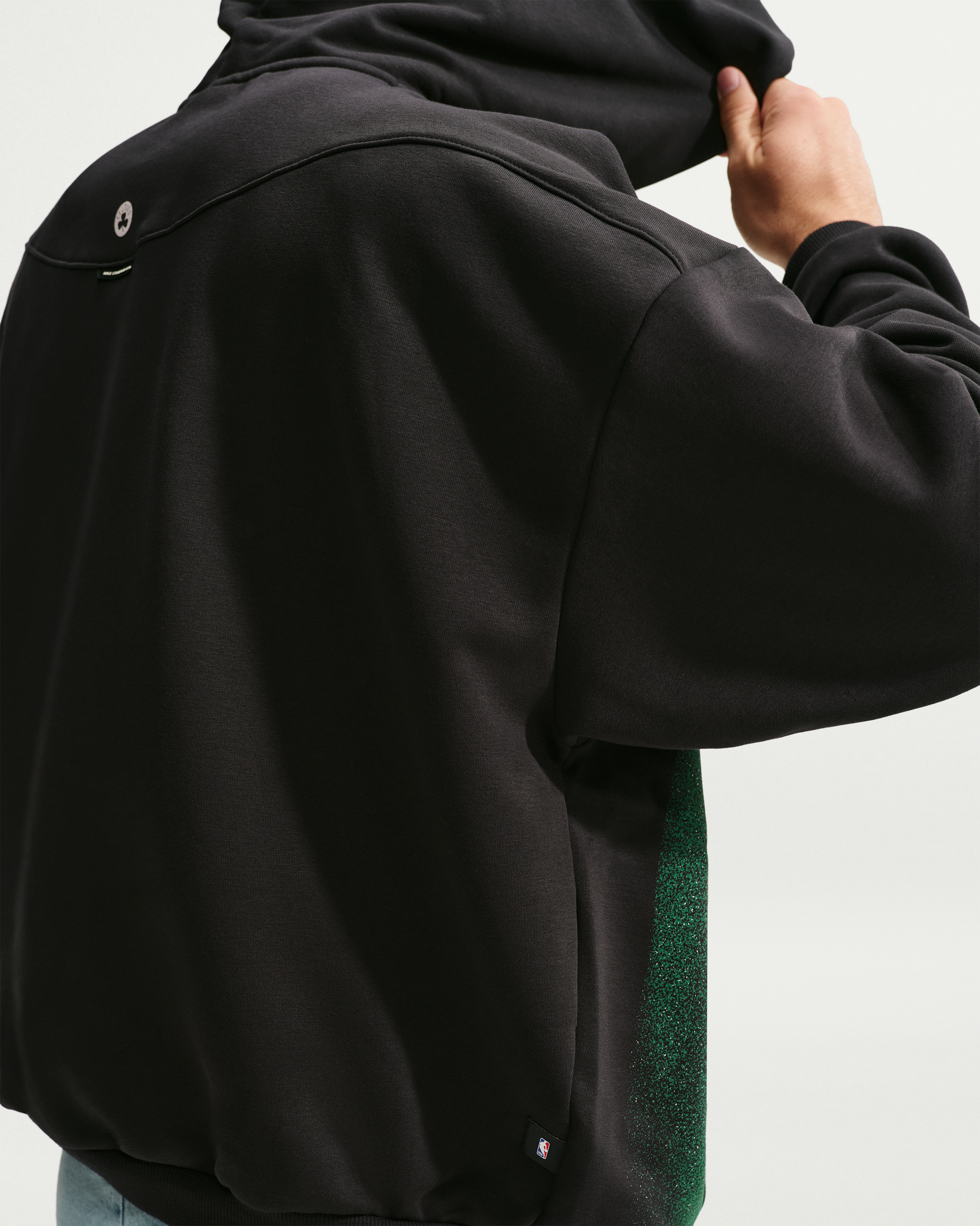 Boston Celtics Standard Issue Men's Fleece Basketball Hoodie - Black/White - View 2