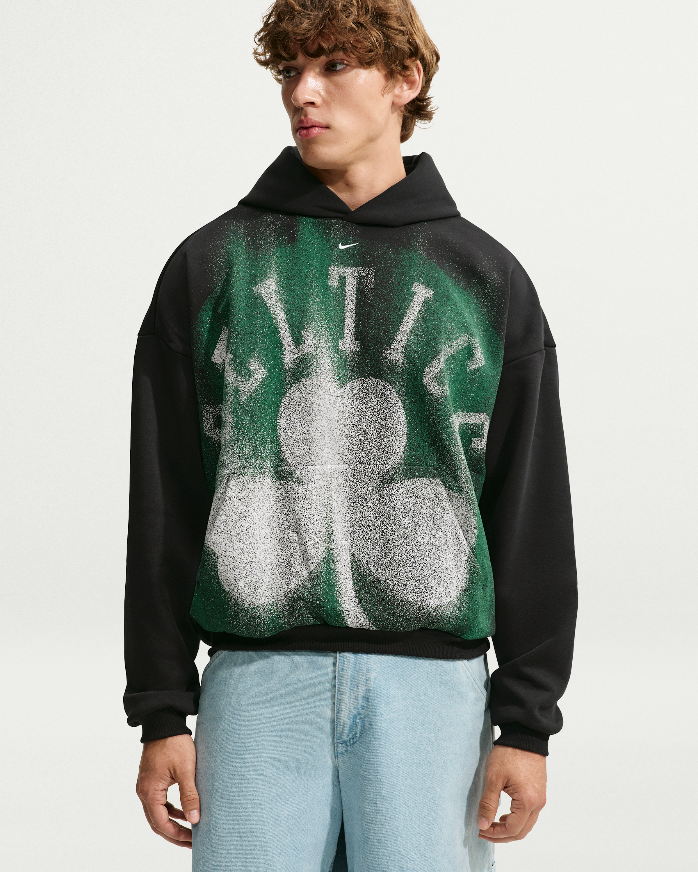 Boston Celtics Standard Issue Men's Fleece Basketball Hoodie - Black/White - View 1