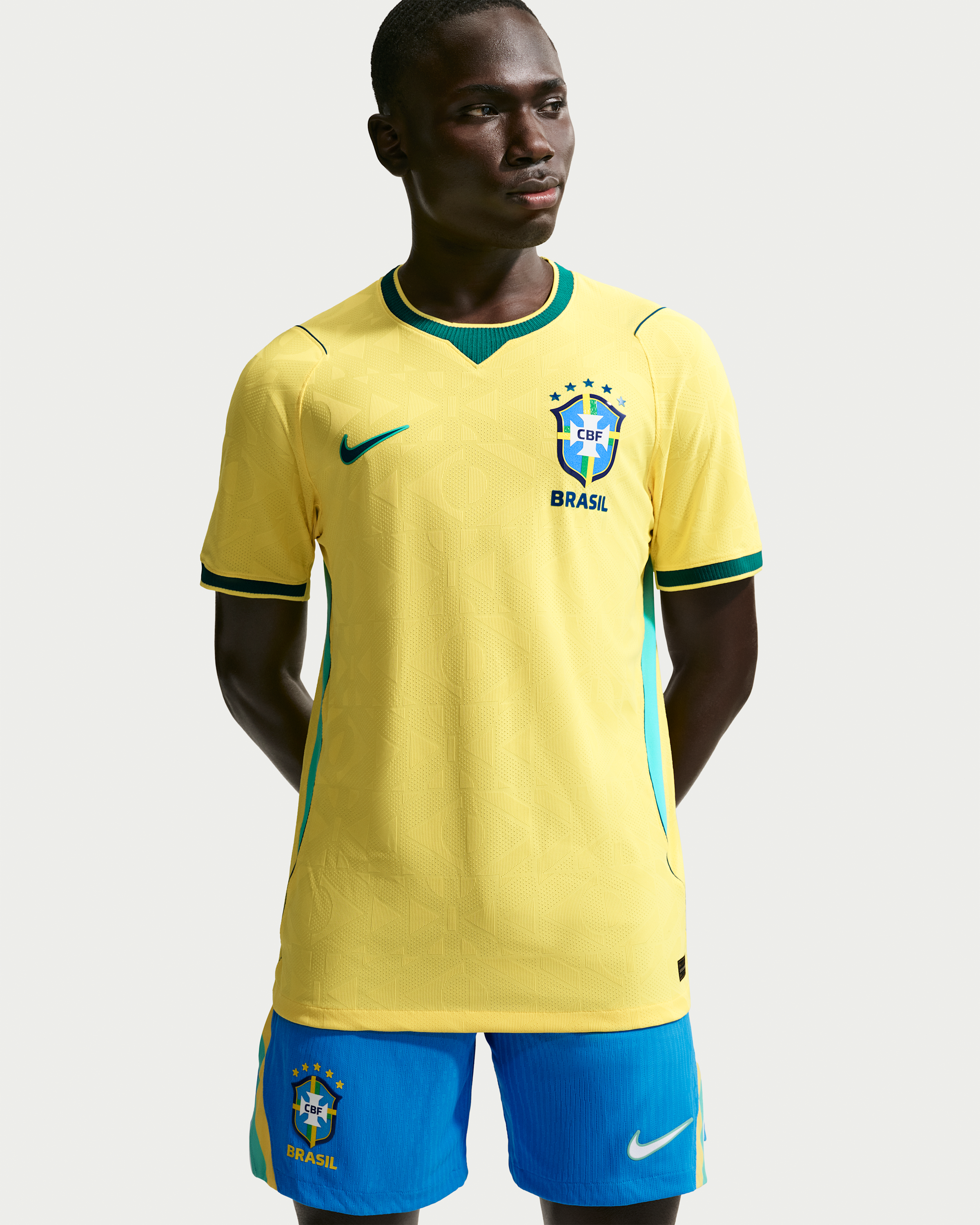 Brazil National Team 2026 Match Home Men's Nike Aero-FIT Football Shirt - Canary/Light Menta/Geode Teal - View 1