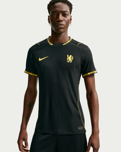 Chelsea F.C. 2026/27 Match Away Men's Nike Aero-FIT Football Authentic Shirt - Black/Midwest Gold/Midwest Gold - View 1