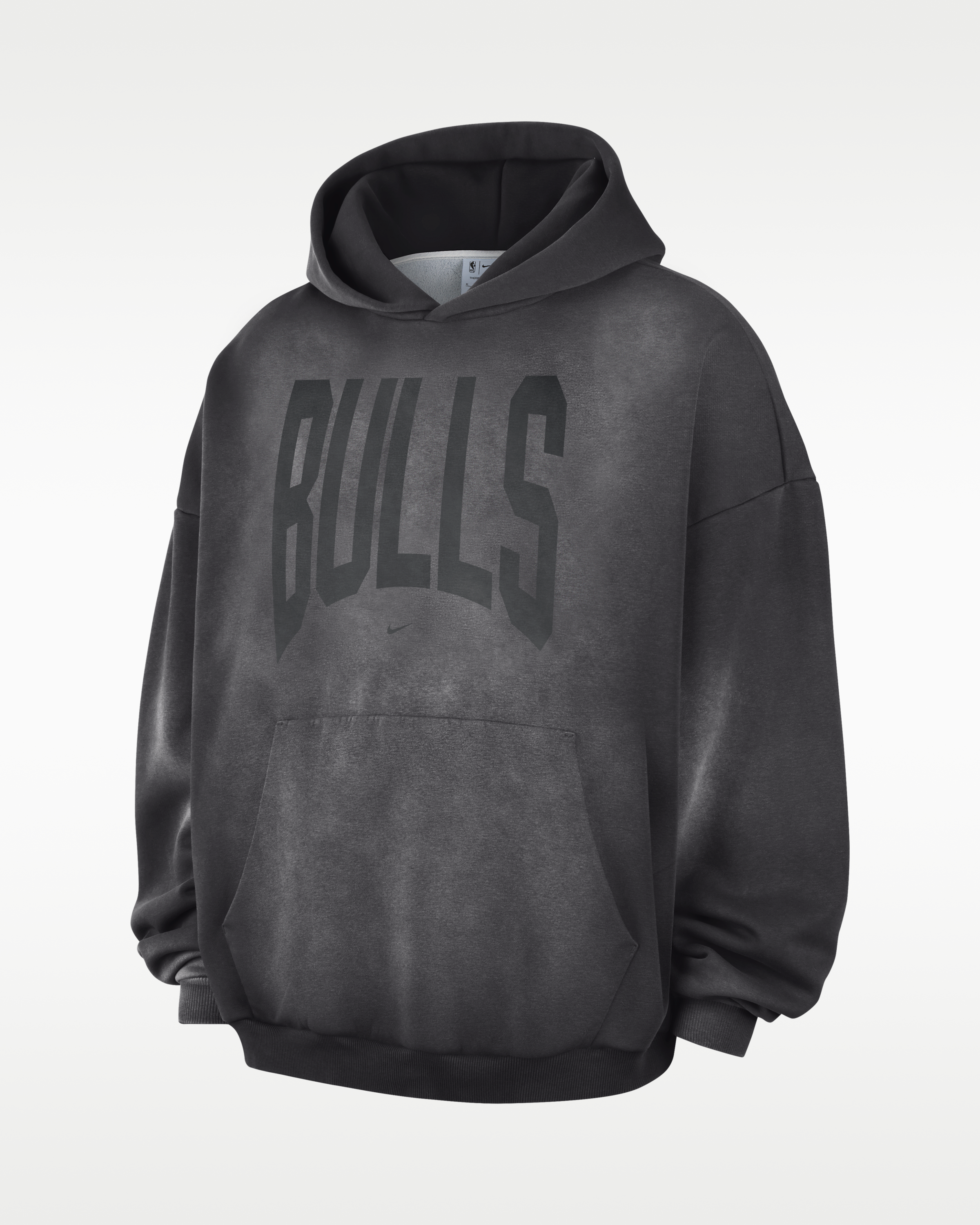 Chicago Bulls Standard Issue Men's Therma-FIT Fleece Washed Basketball Hoodie - Dark Charcoal/White/White - View 1