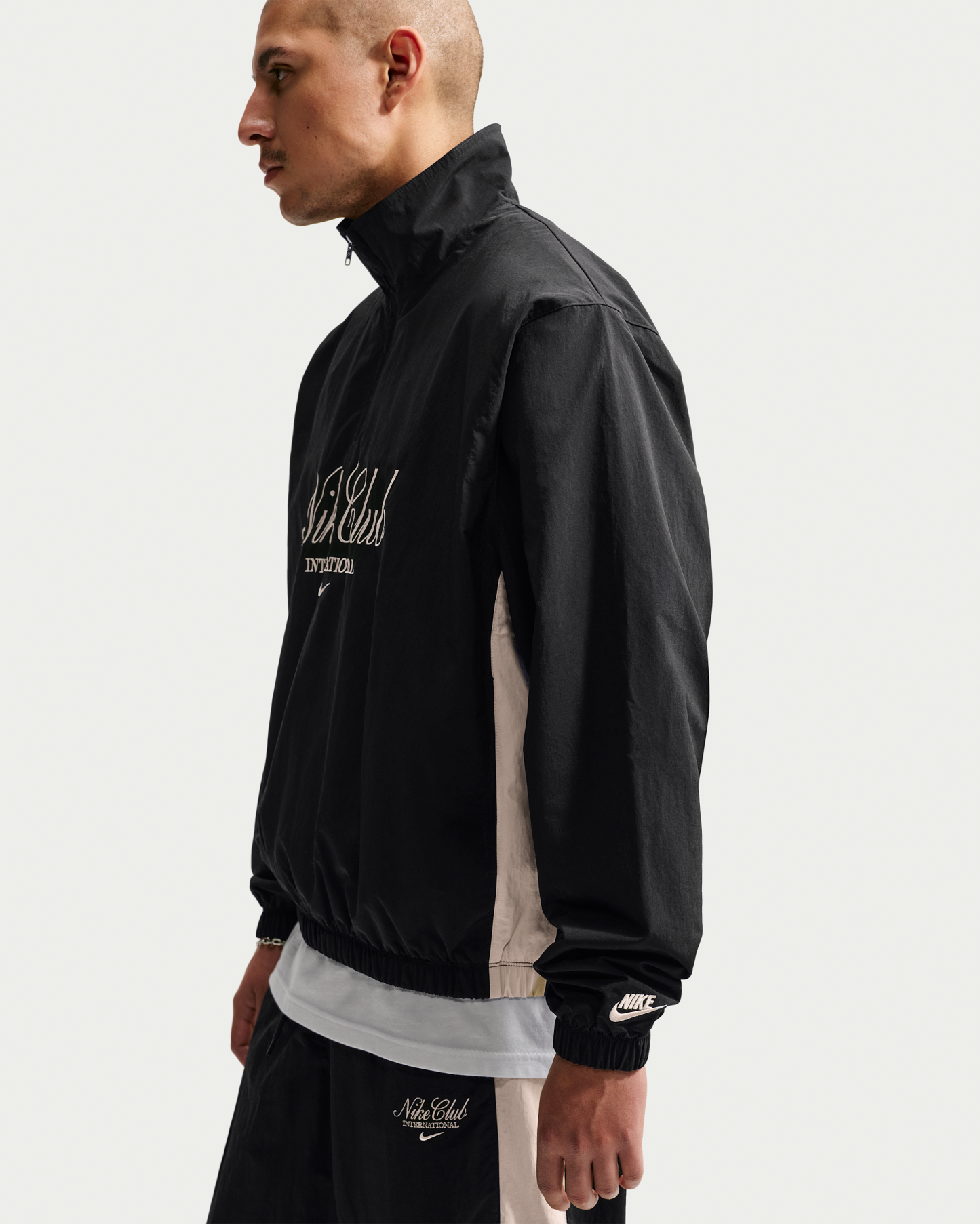 Nike Club Men's 1/2-Zip Jacket - Black/Sand Drift/Sand Drift - View 2