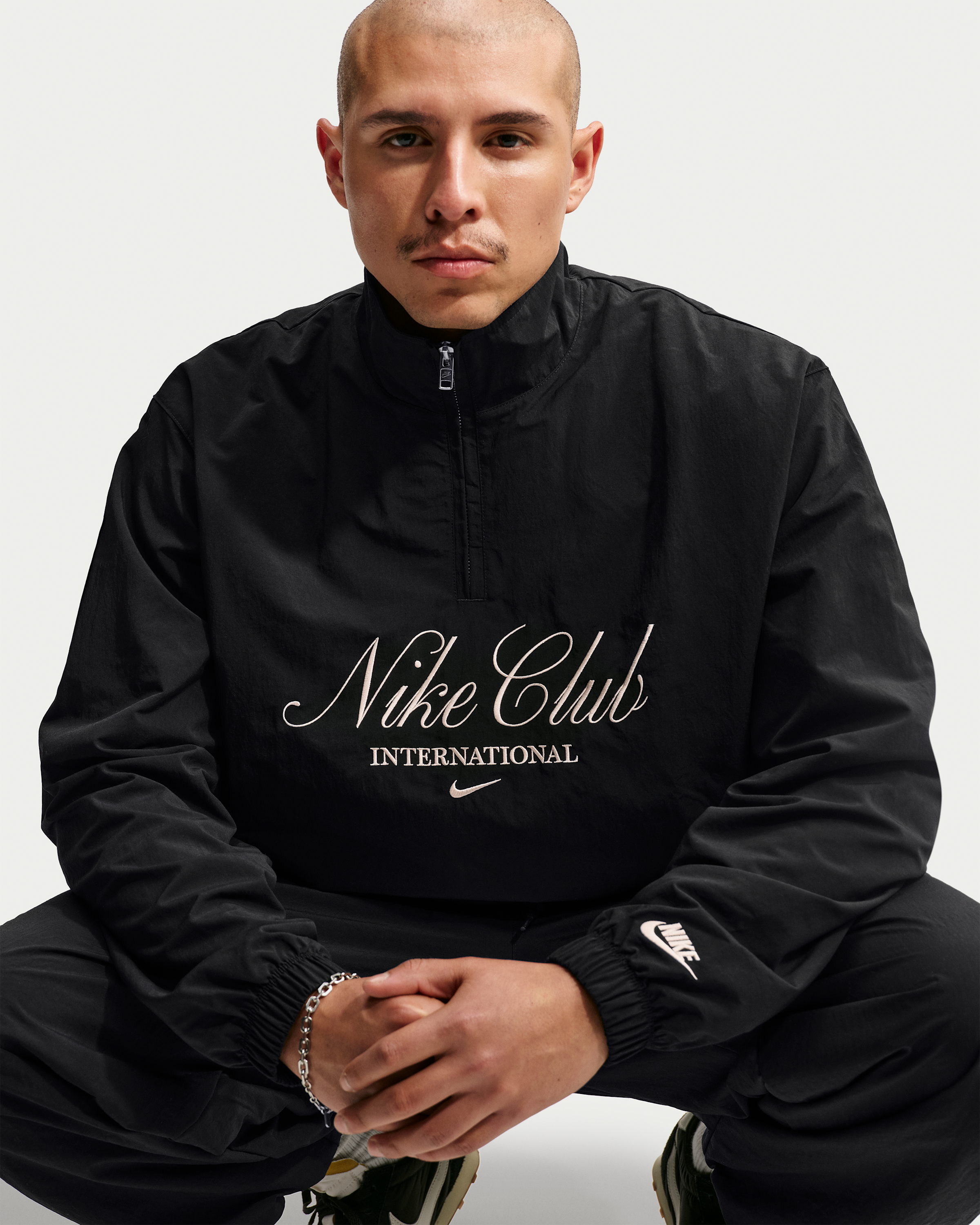 Nike Club Men's 1/2-Zip Jacket - Black/Sand Drift/Sand Drift - View 1