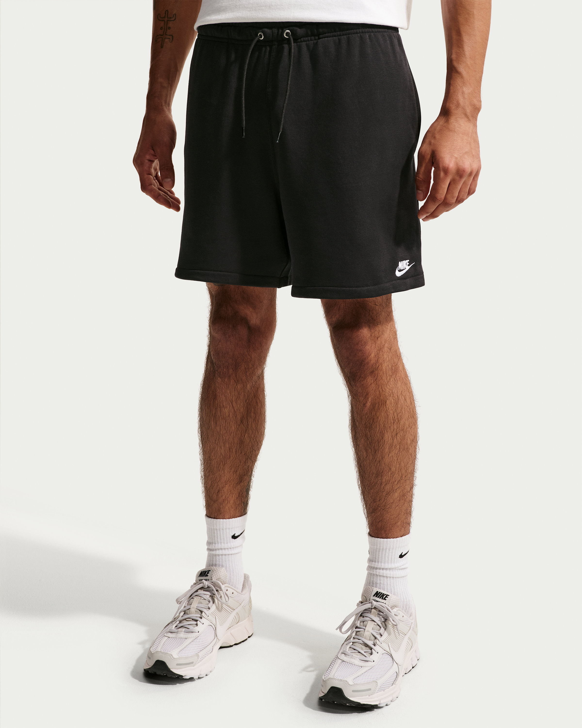 Nike Club Men's French Terry Flow Shorts - Black/Black/White - View 2