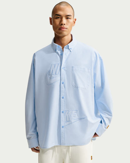 Nike Club Rules Men's Long-Sleeve Oxford Top - Psychic Blue/Psychic Blue - View 1