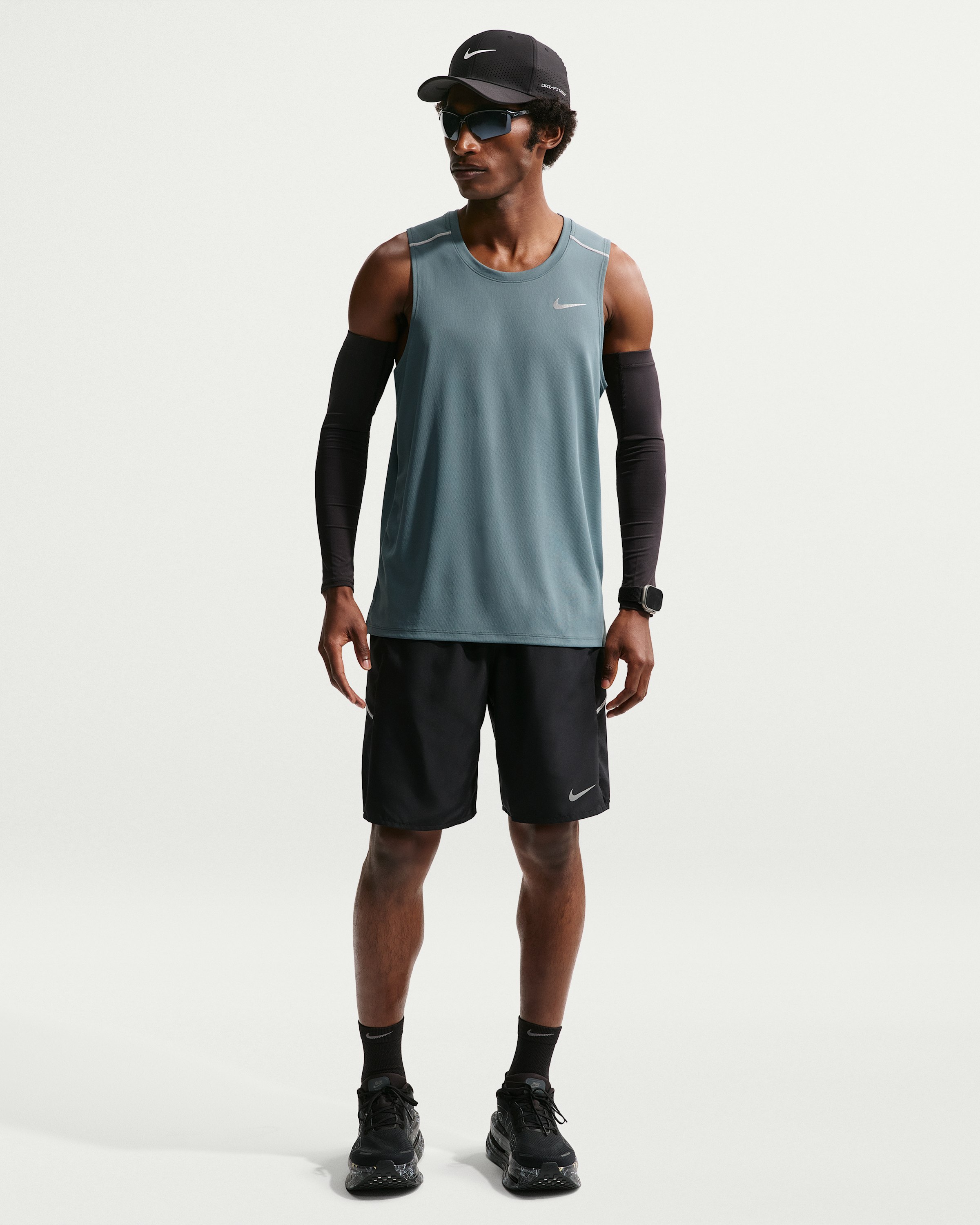 Nike Miler Men's Dri-FIT 23cm (approx.) Unlined Running Shorts - Black/Black - View 1