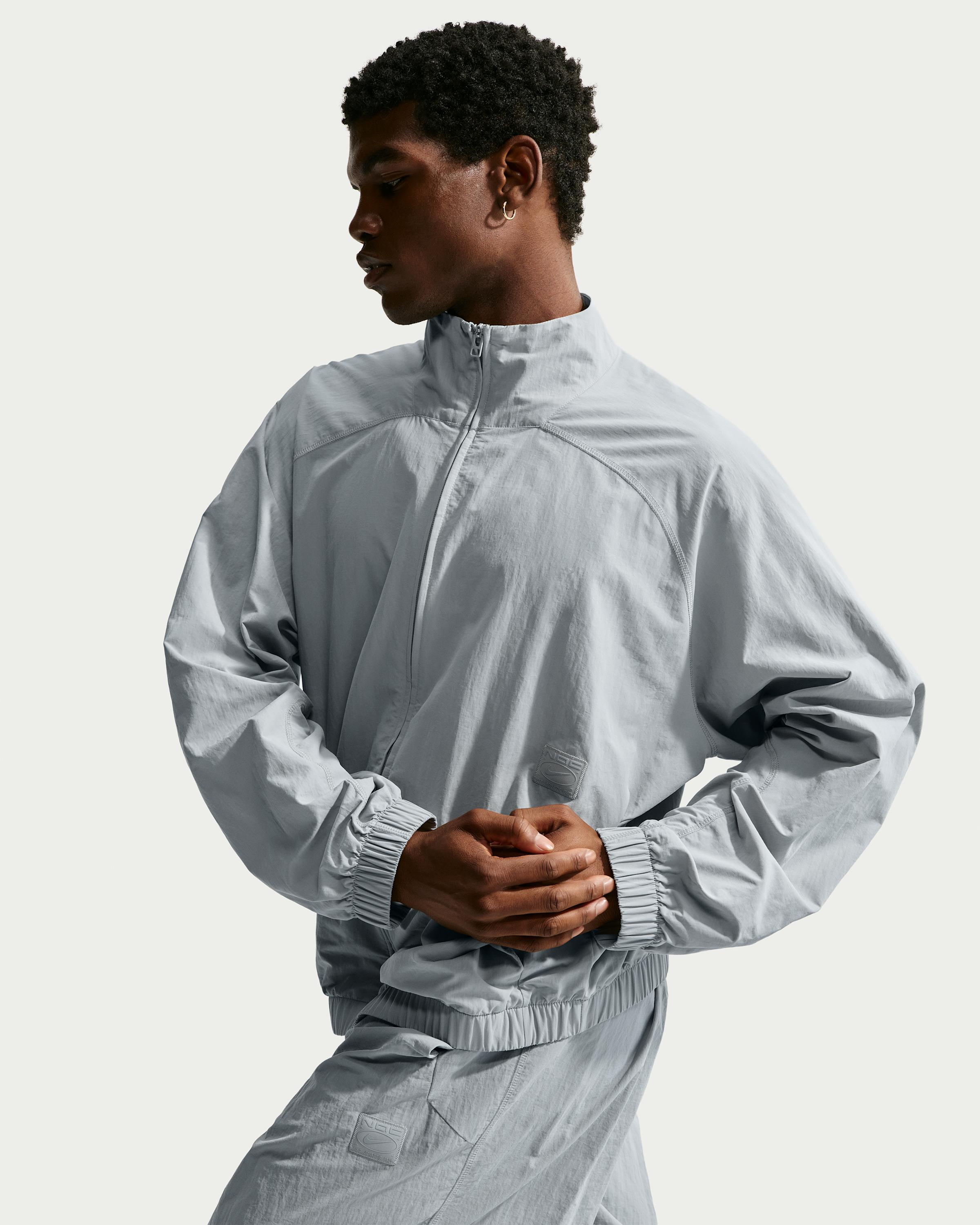 Nike Men's N.A.C. Dri-FIT Oversized Full-Zip Woven Jacket - Light Smoke Grey/Light Smoke Grey - View 1