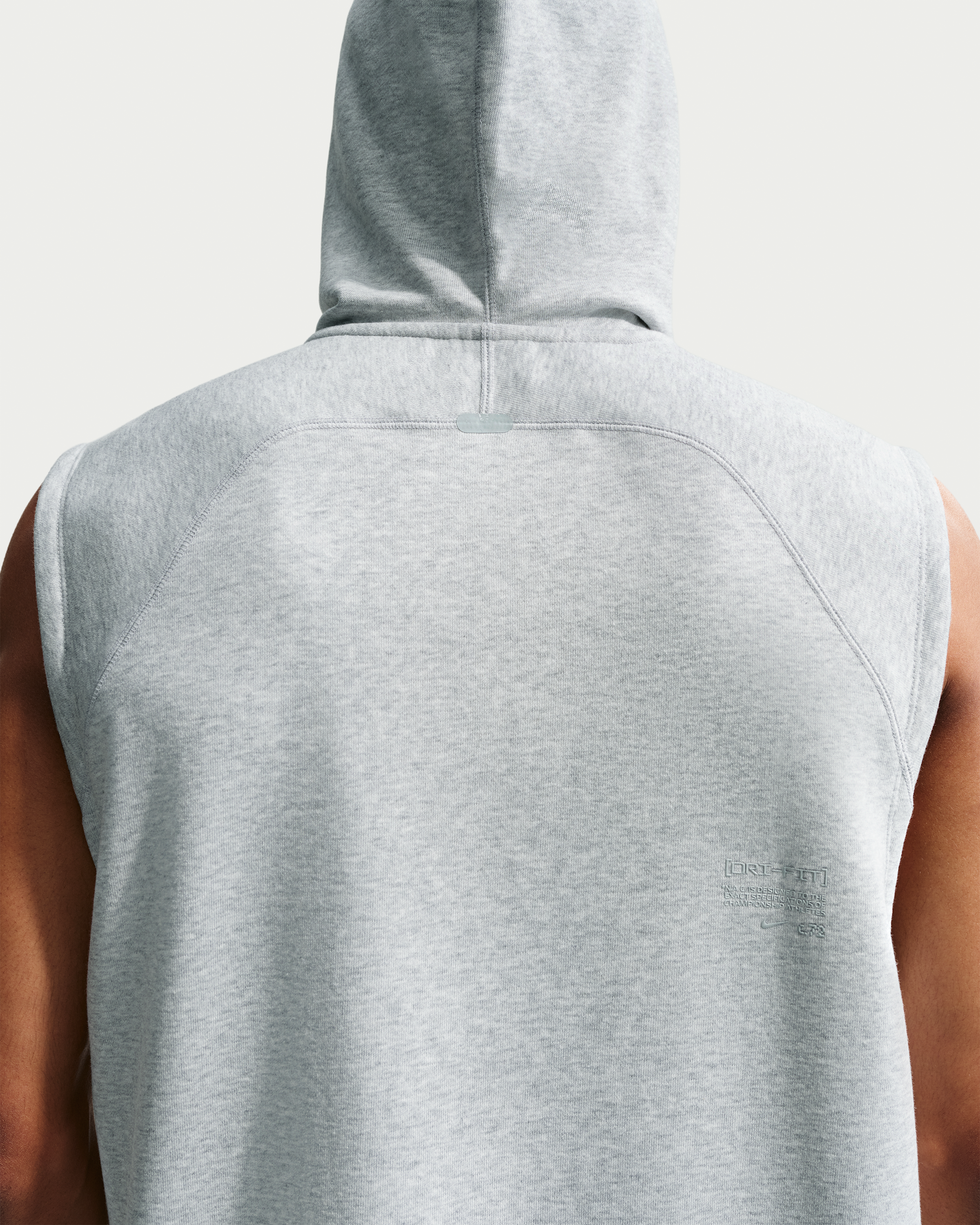 Nike N.A.C. Men's Dri-FIT Fleece Sleeveless Training Hoodie - Light Smoke Grey/Heather/Light Smoke Grey - View 2