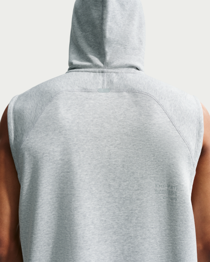 Nike N.A.C. Men's Dri-FIT Fleece Sleeveless Training Hoodie - Light Smoke Grey/Heather/Light Smoke Grey - View 2