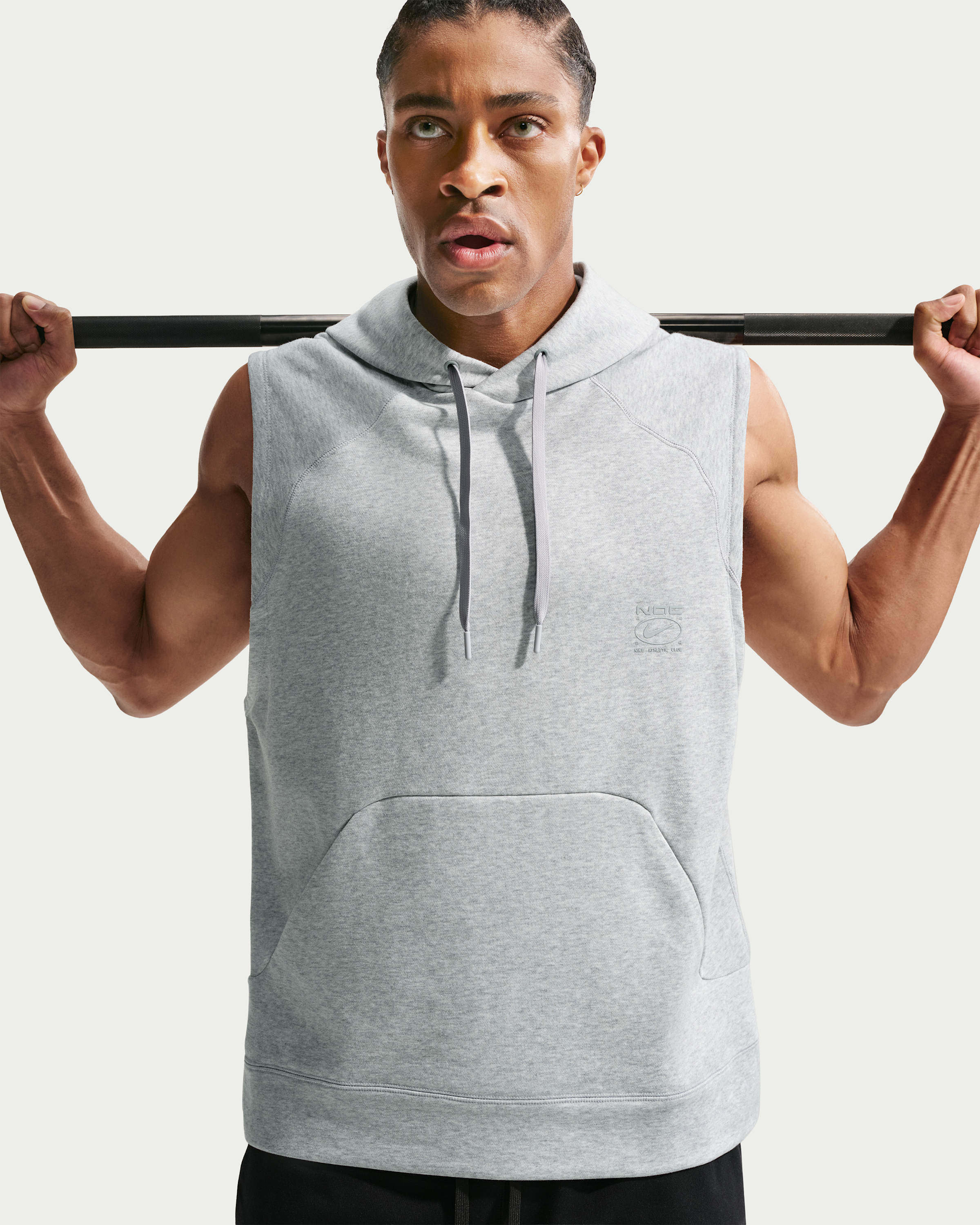 Nike N.A.C. Men's Dri-FIT Fleece Sleeveless Training Hoodie - Light Smoke Grey/Heather/Light Smoke Grey - View 1