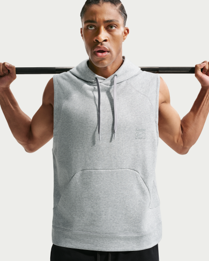 Nike N.A.C. Men's Dri-FIT Fleece Sleeveless Training Hoodie - Light Smoke Grey/Heather/Light Smoke Grey - View 1