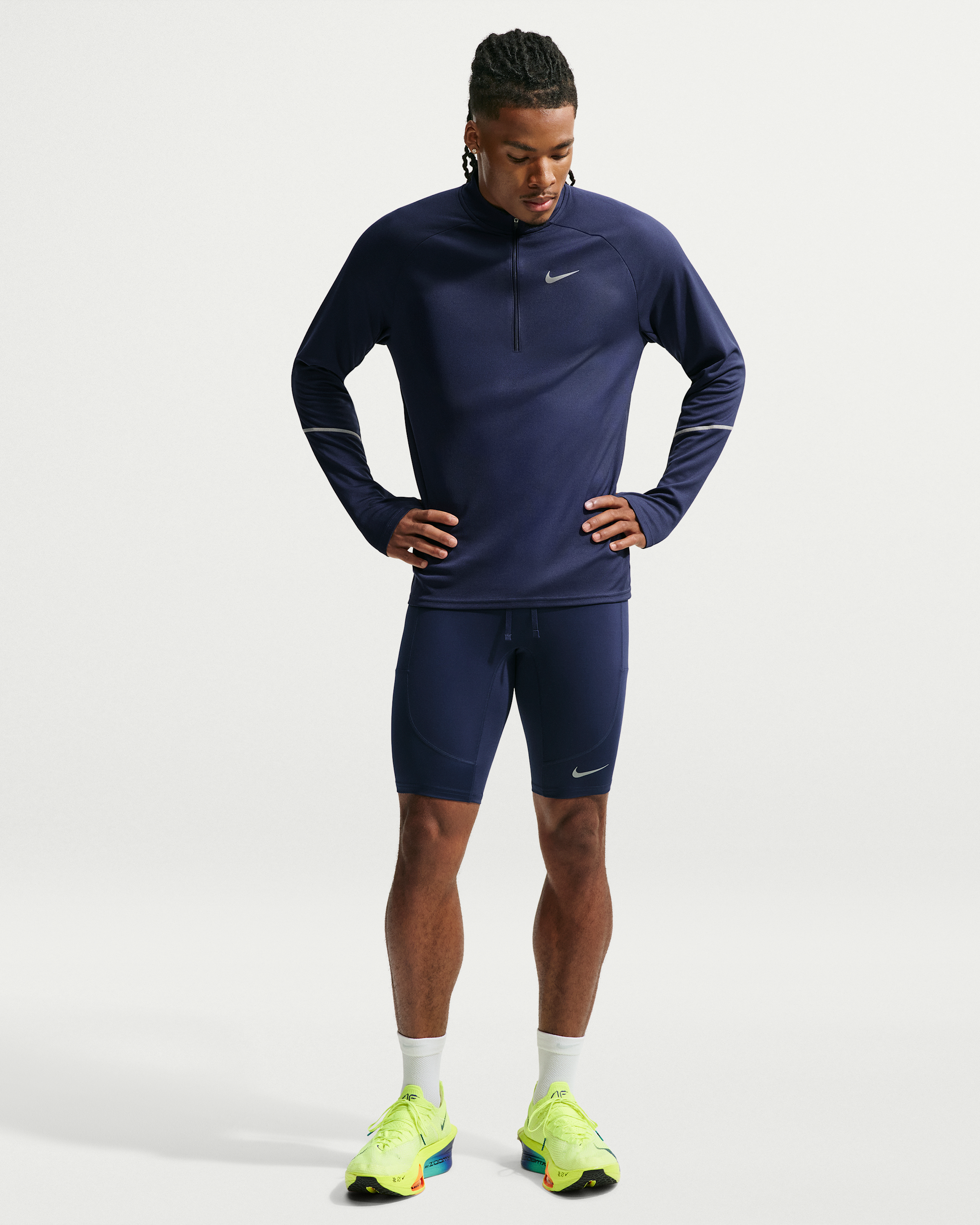 Nike Stride Men's Dri-FIT 1/2-Length Running Tights - Midnight Navy - View 1
