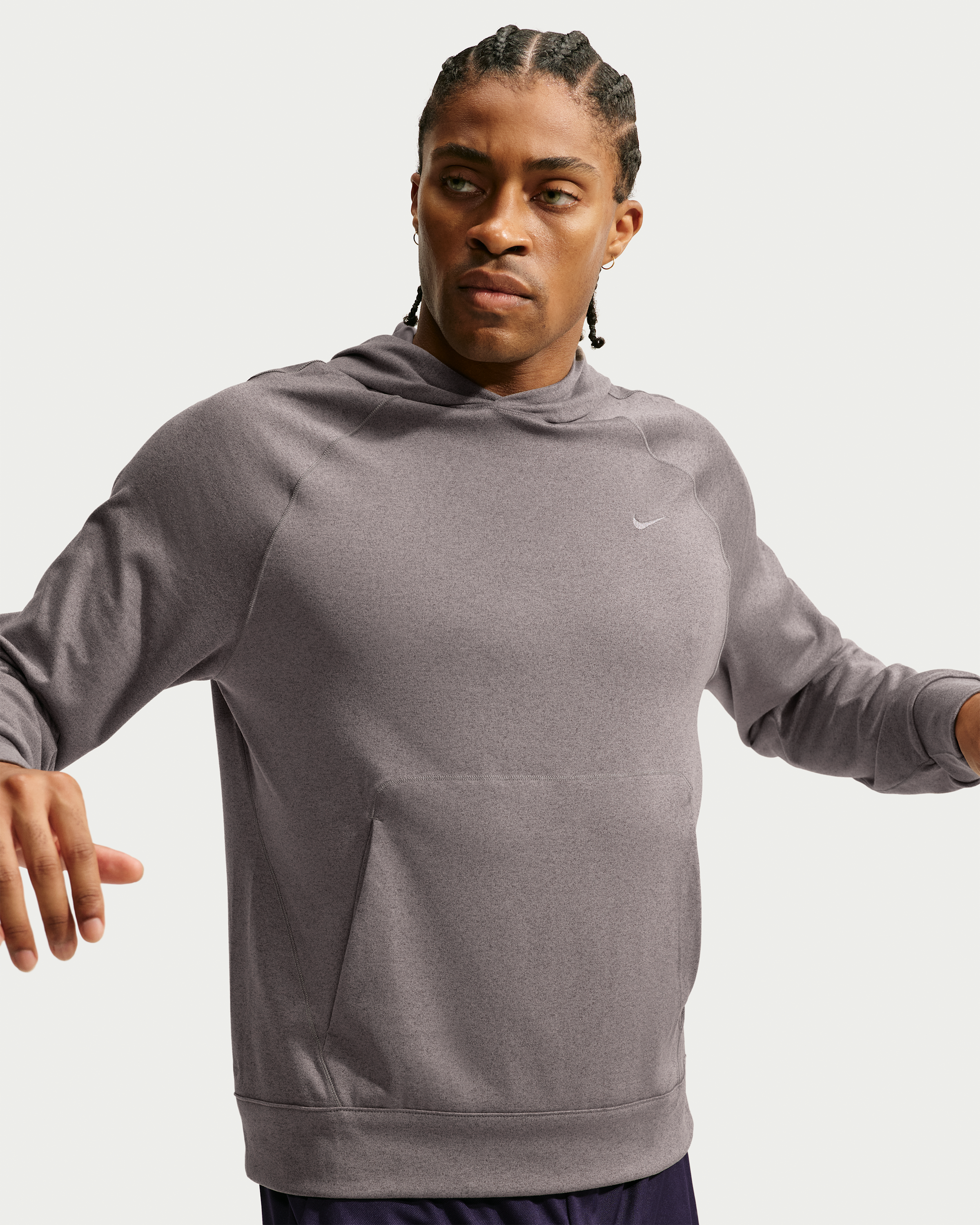 Nike Primary NanoKnit Men's Dri-FIT UV Protection Pullover Performance Hoodie - Cave Stone/Ironstone/Heather/Cave Stone - View 1