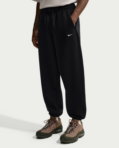 Nike Solo Fleece Men's Cuffed Trousers - Total Black/Sail - View 2