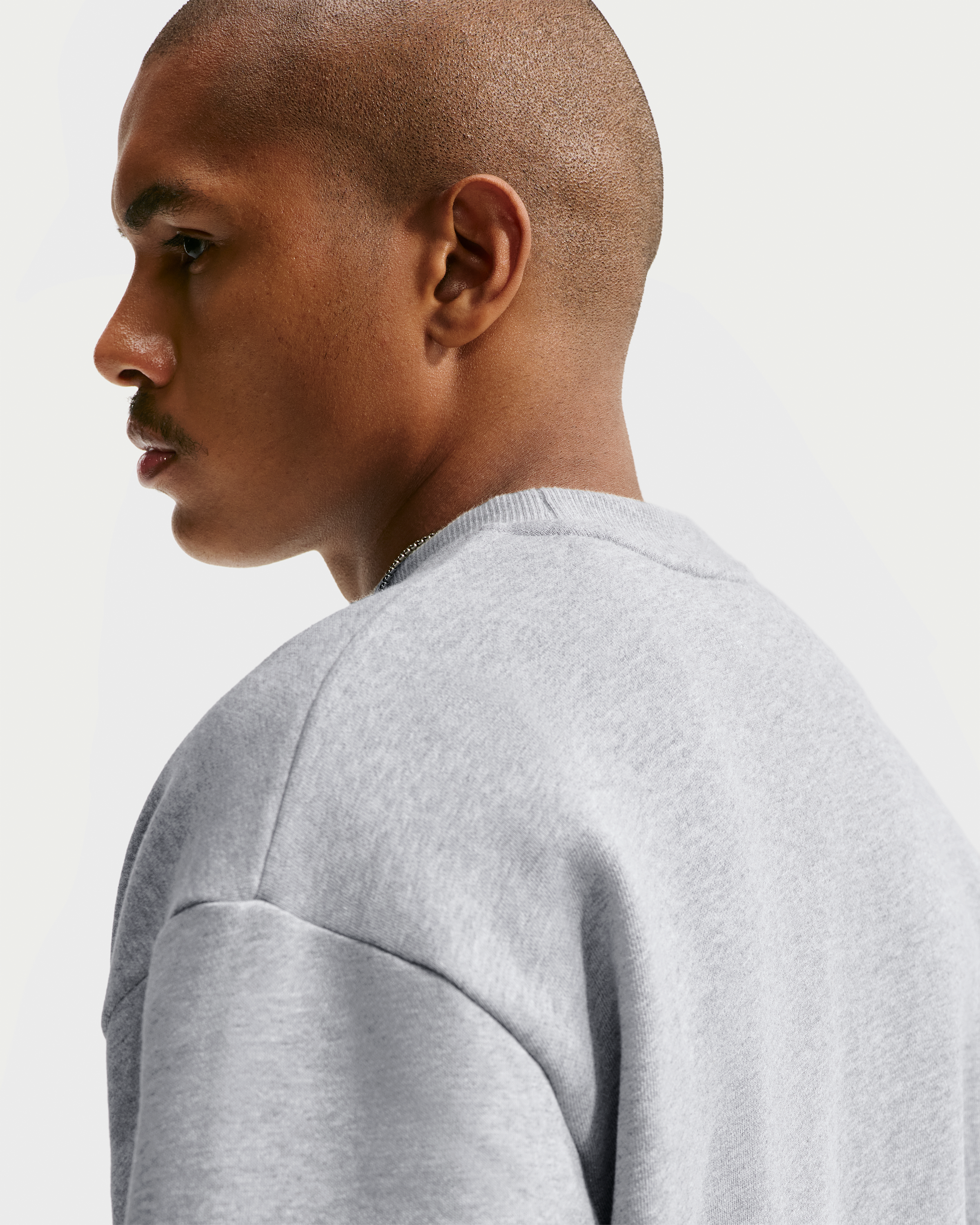 Nike Solo Fleece Men's Crew-Neck Sweatshirt - Dark Grey Heather/Sail - View 2