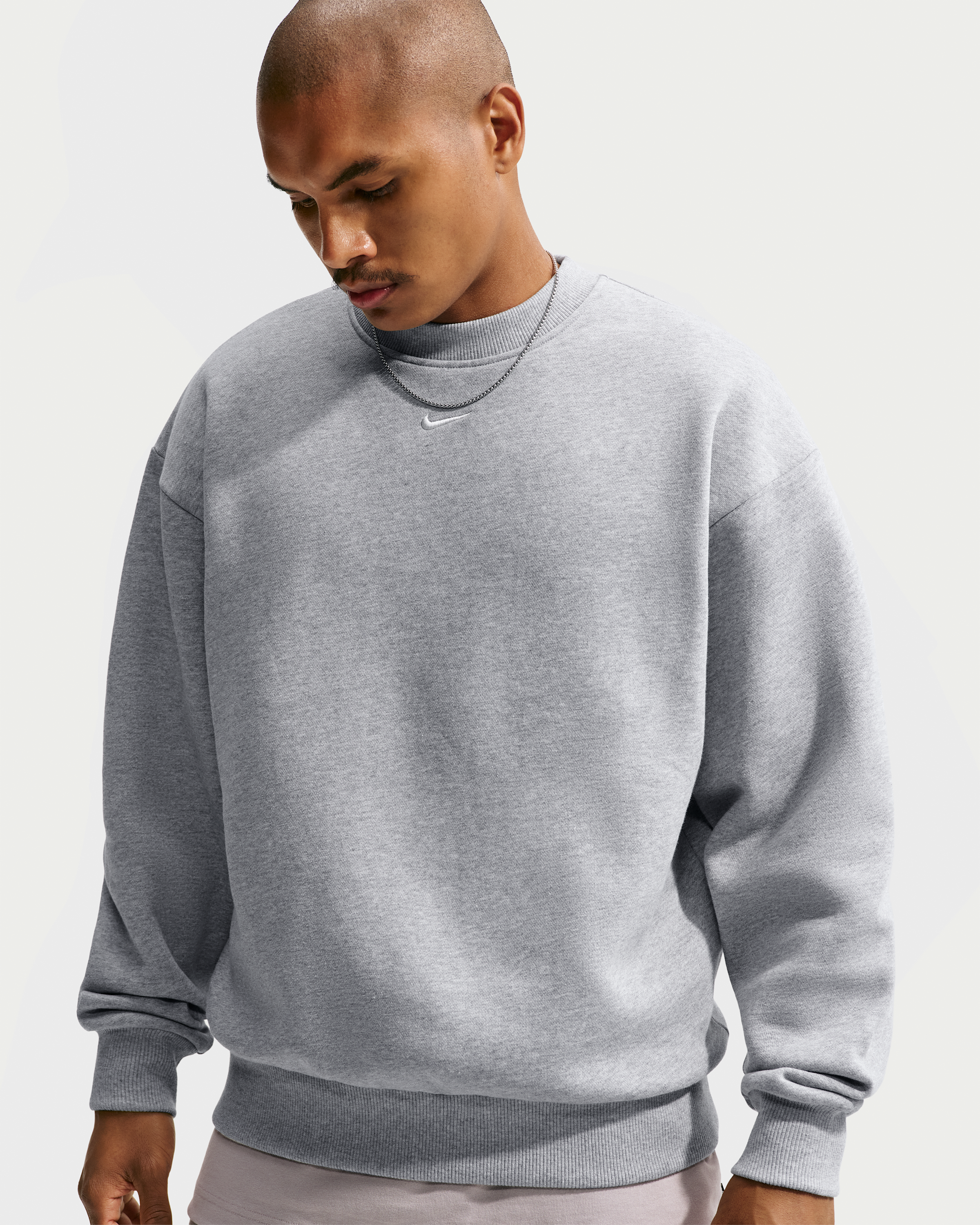 Nike Solo Fleece Men's Crew-Neck Sweatshirt - Dark Grey Heather/Sail - View 1