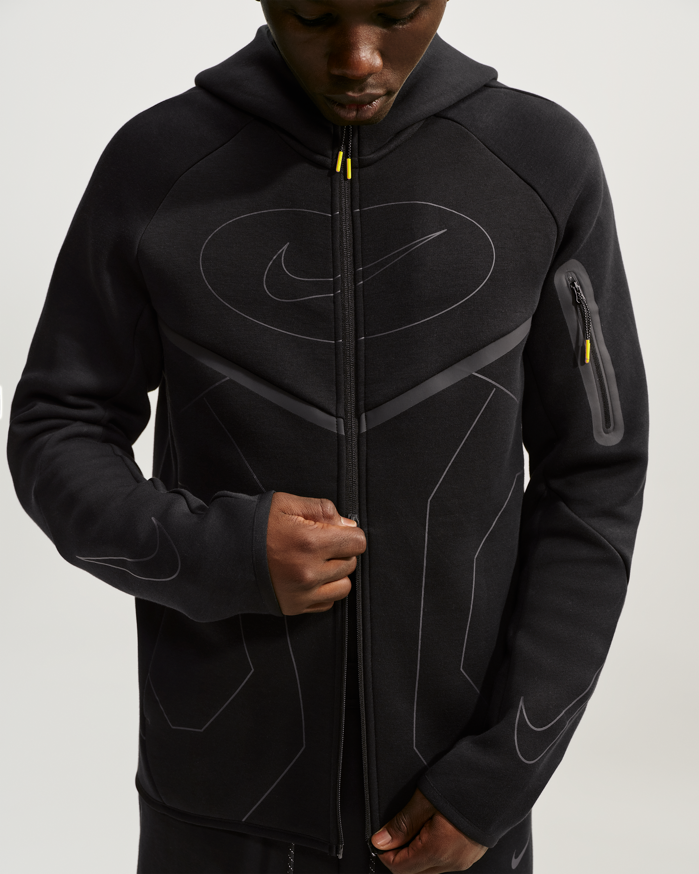 Nike Tech Men's Full-Zip Fleece Windrunner Hoodie - Black - View 1