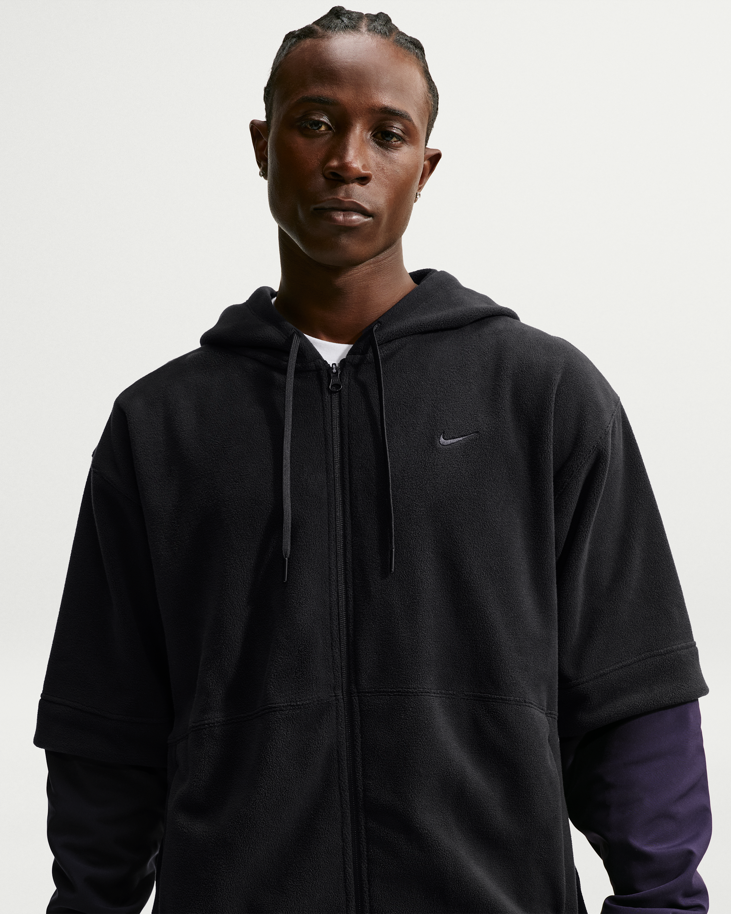 Nike Men's Therma-FIT Full-Zip Fleece Hoodie - Black/Purple Dynasty/Black - View 1