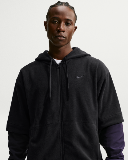 Nike Men's Therma-FIT Full-Zip Fleece Hoodie - Black/Purple Dynasty/Black - View 1