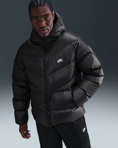 Nike Windrunner Men's Down Jacket - Black/Black/White - View 1