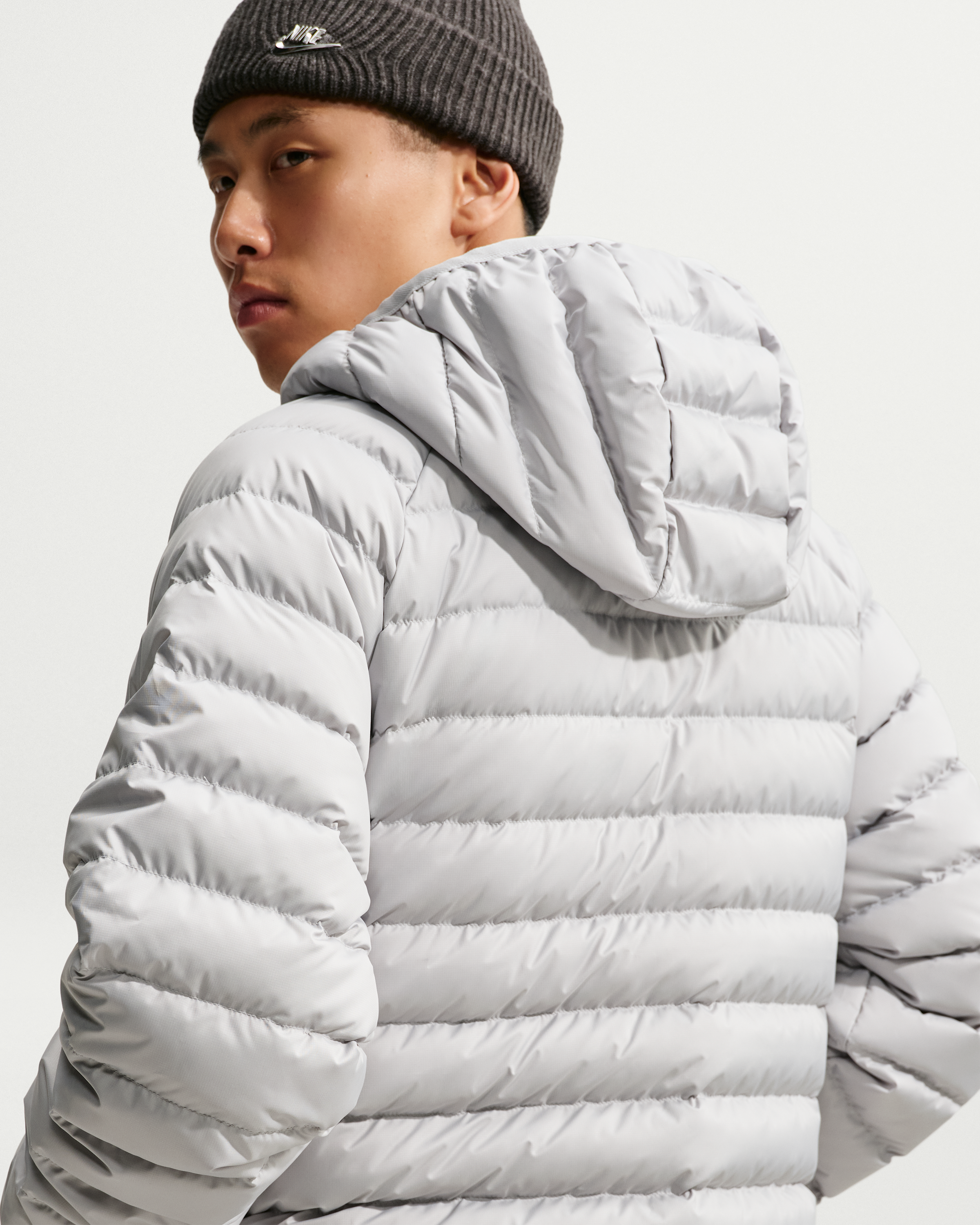 Nike Windrunner Men's Lightweight Down Microchannel Jacket - Grey Fog/White - View 2