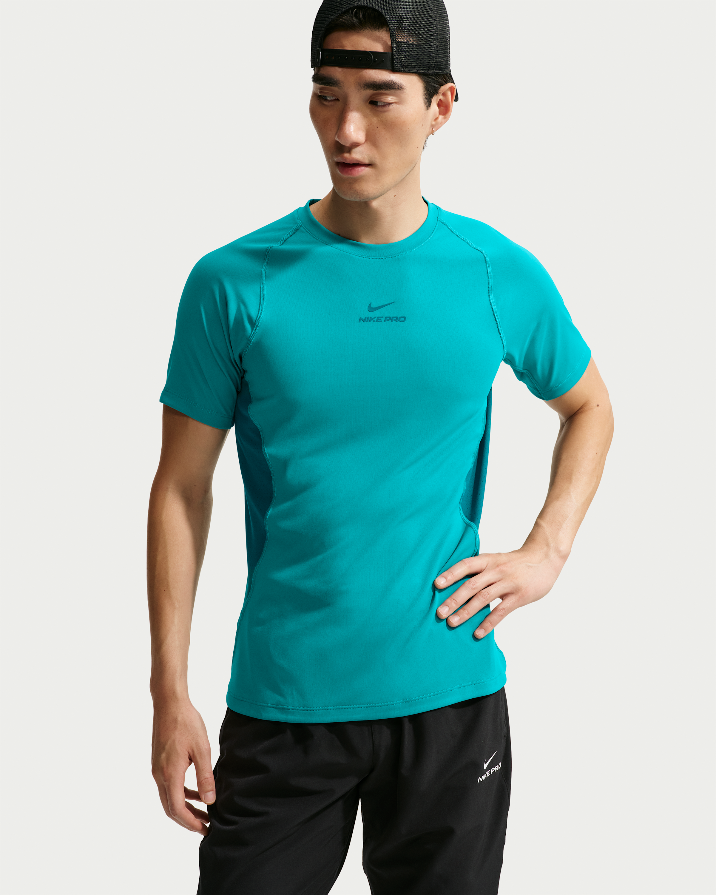 Nike Pro Training Men's Dri-FIT Short-Sleeve Top - Energy/Bright Spruce/Bright Spruce - View 1