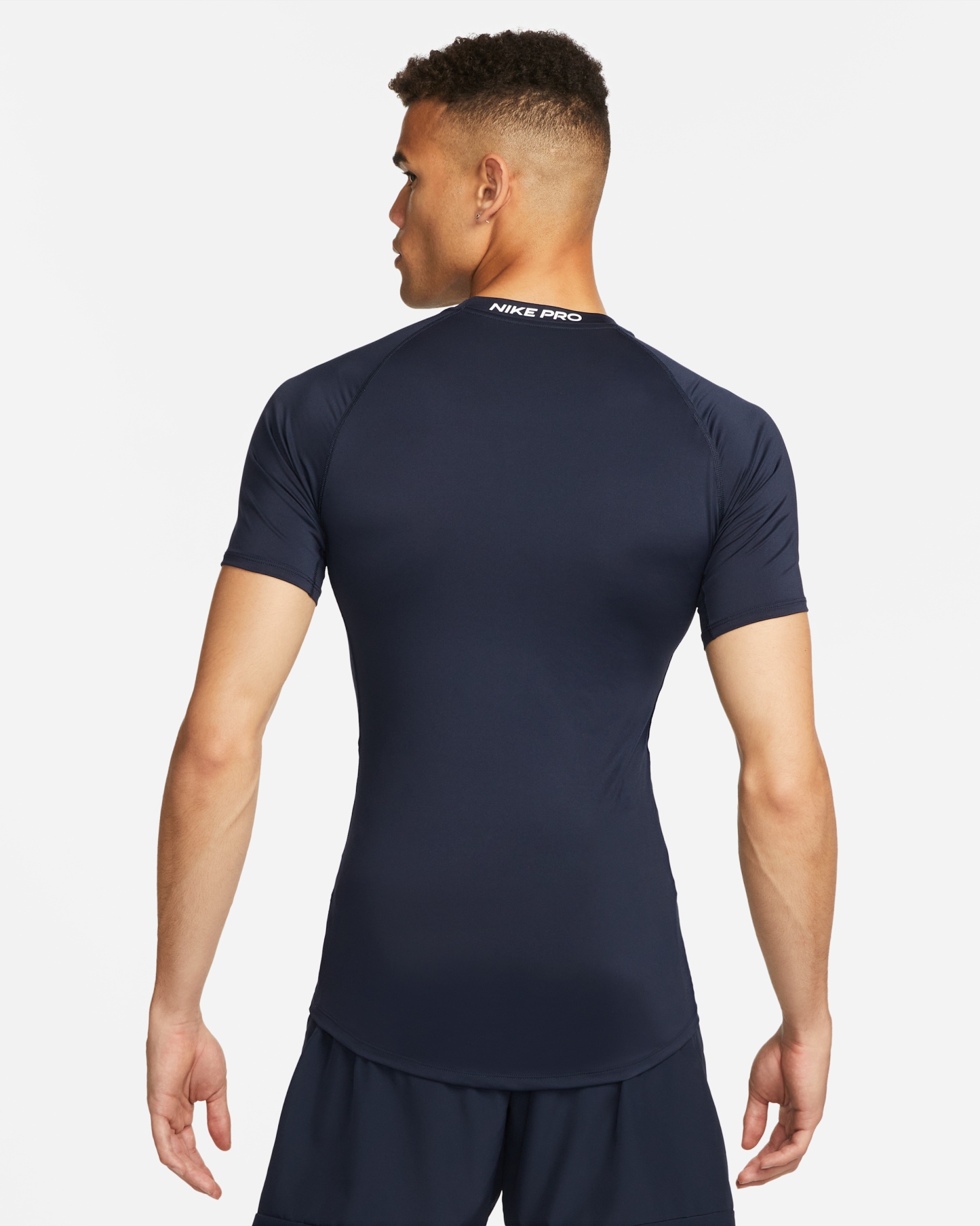 Nike Pro Men's Dri-FIT Tight Short-Sleeve Fitness Top - Obsidian/White - View 2