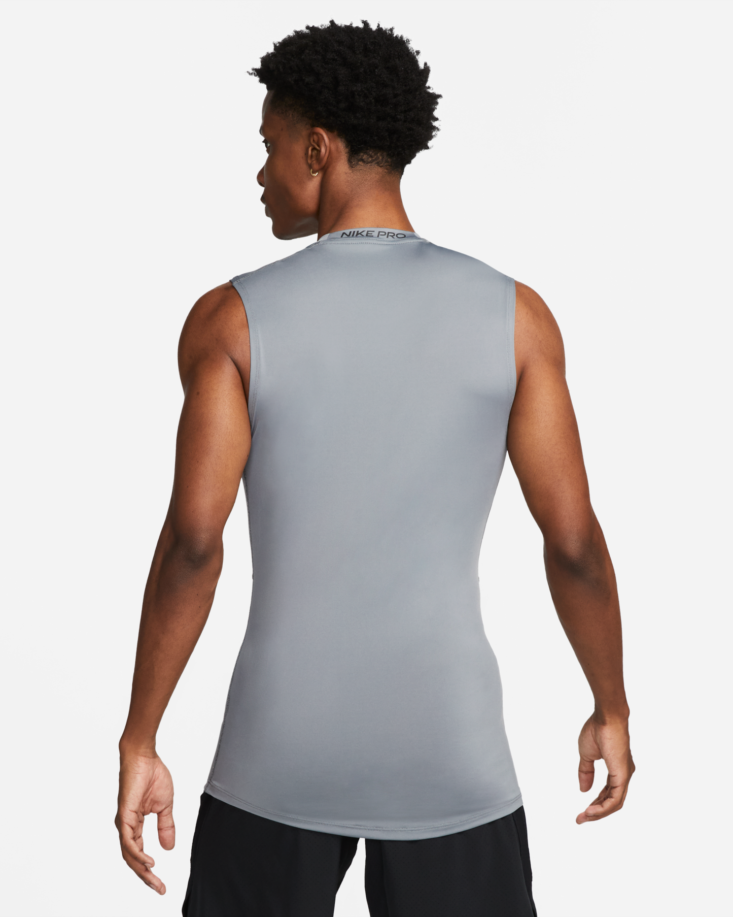 Nike Pro Men's Dri-FIT Tight Sleeveless Fitness Top - Smoke Grey/Black - View 2