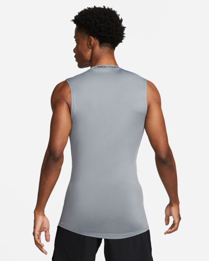 Nike Pro Men's Dri-FIT Tight Sleeveless Fitness Top - Smoke Grey/Black - View 2