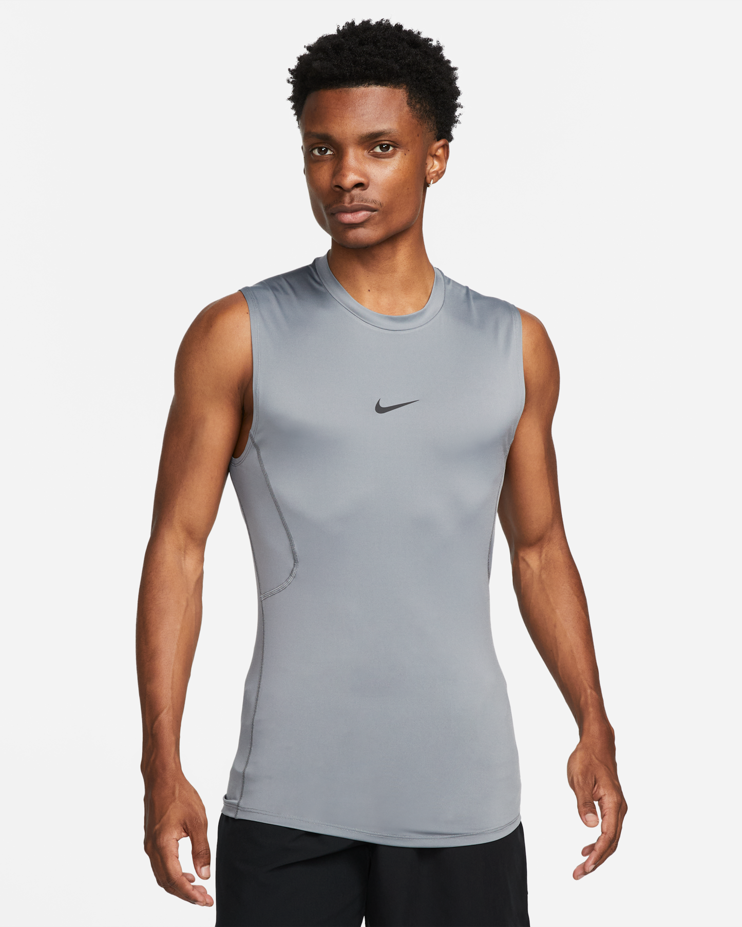 Nike Pro Men's Dri-FIT Tight Sleeveless Fitness Top - Smoke Grey/Black - View 1