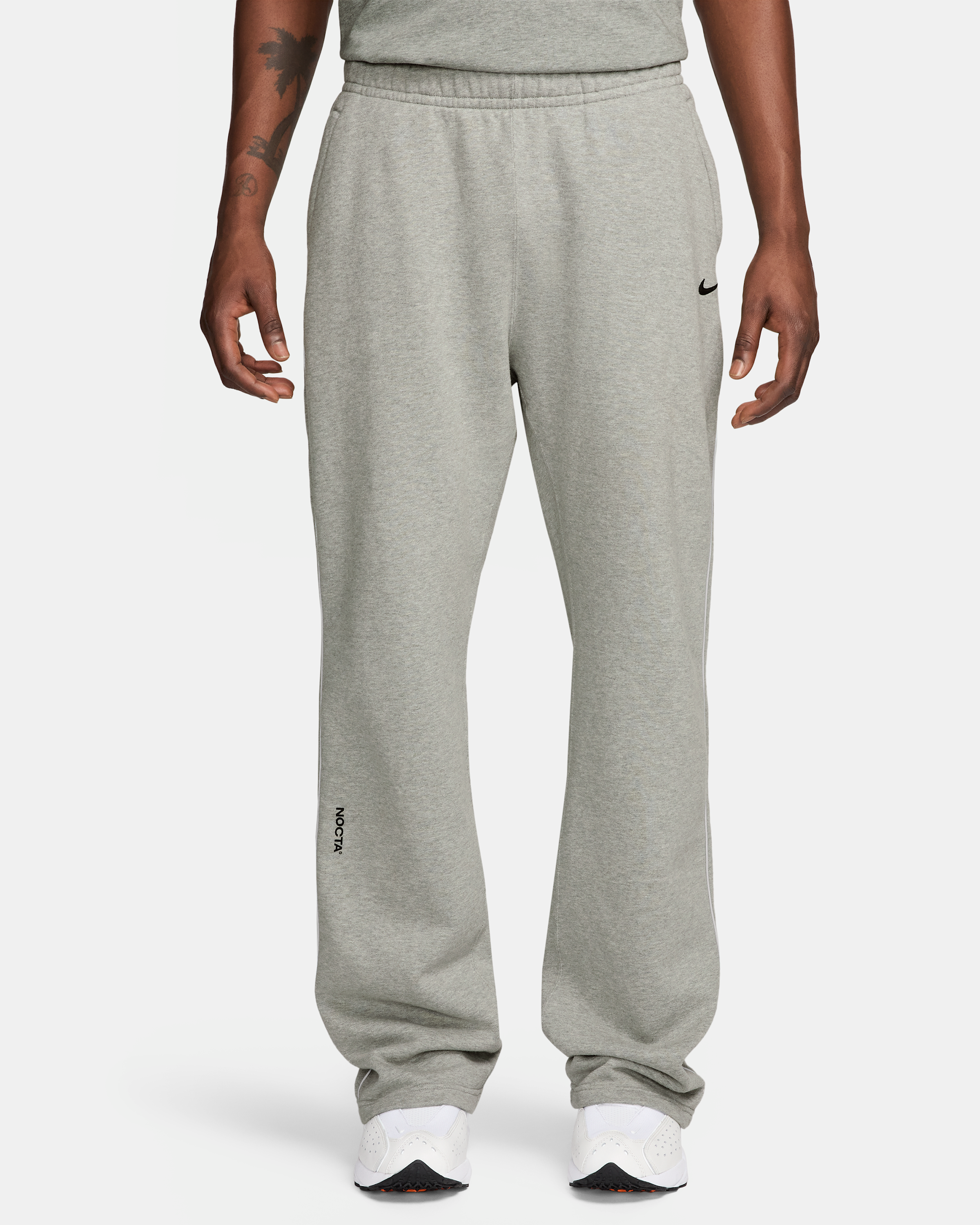 NOCTA NOCTA Fleece CS Open-Hem Tracksuit Bottoms - Dark Grey Heather/Matte Silver/Black - View 2