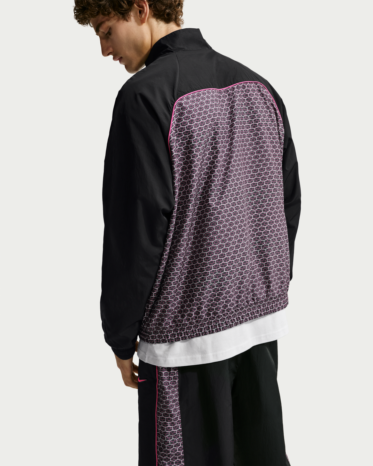Nike Sportswear Men's Woven Tracksuit Jacket - Black/Black/Pinksicle - View 2