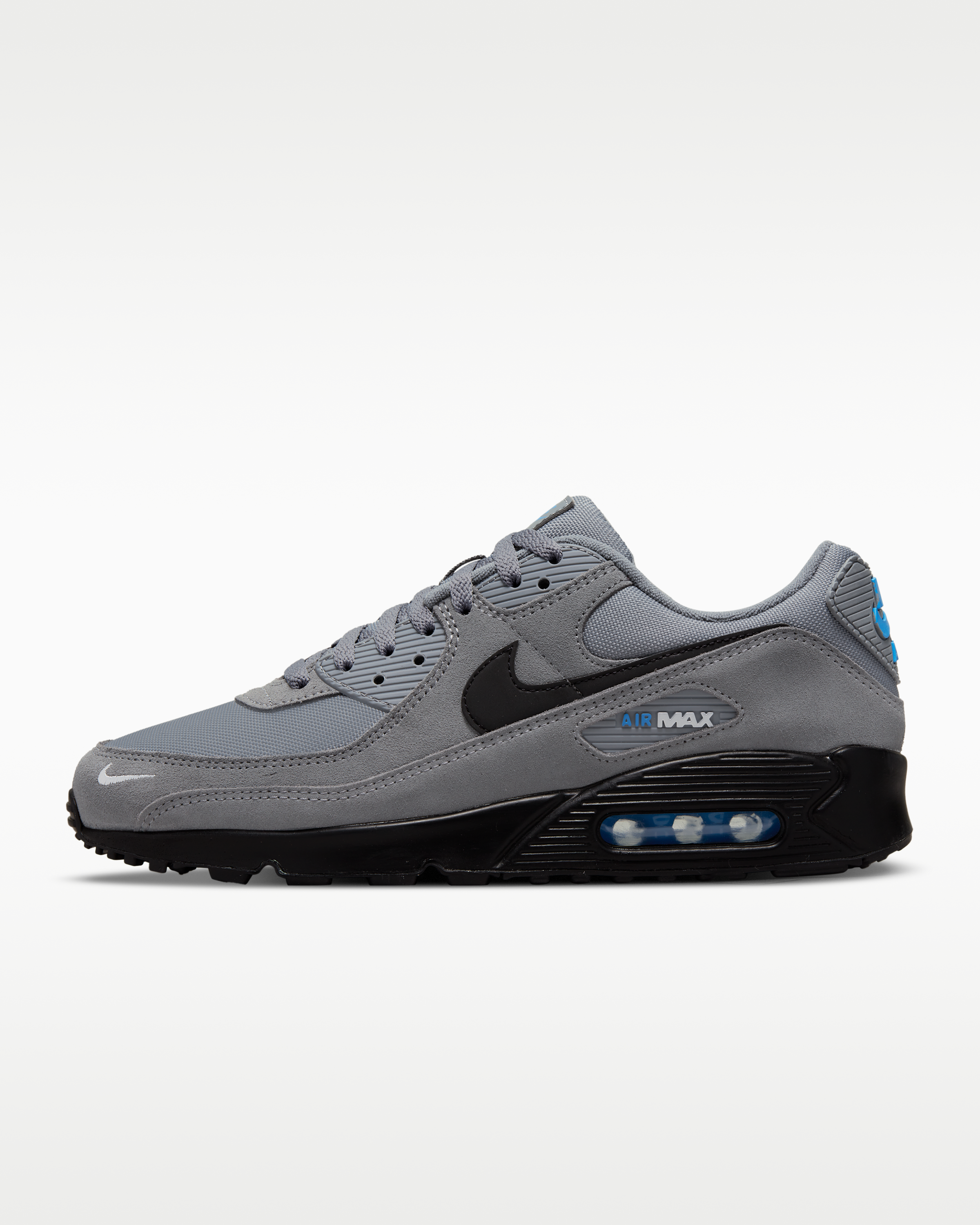 Nike Air Max 90 Men's Shoes - Smoke Grey/Light Photo Blue/Metallic Silver/Black - View 1