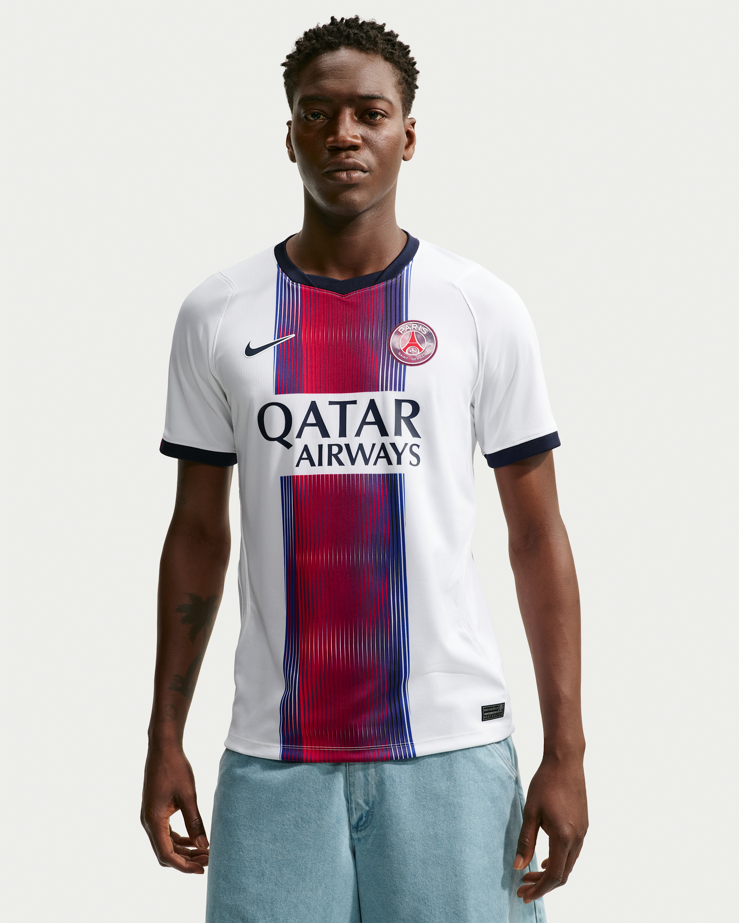 Paris Saint-Germain 2026/27 Stadium Away Men's Nike Dri-FIT Football Replica Jersey - White/College Navy/Global Red/College Navy - View 1