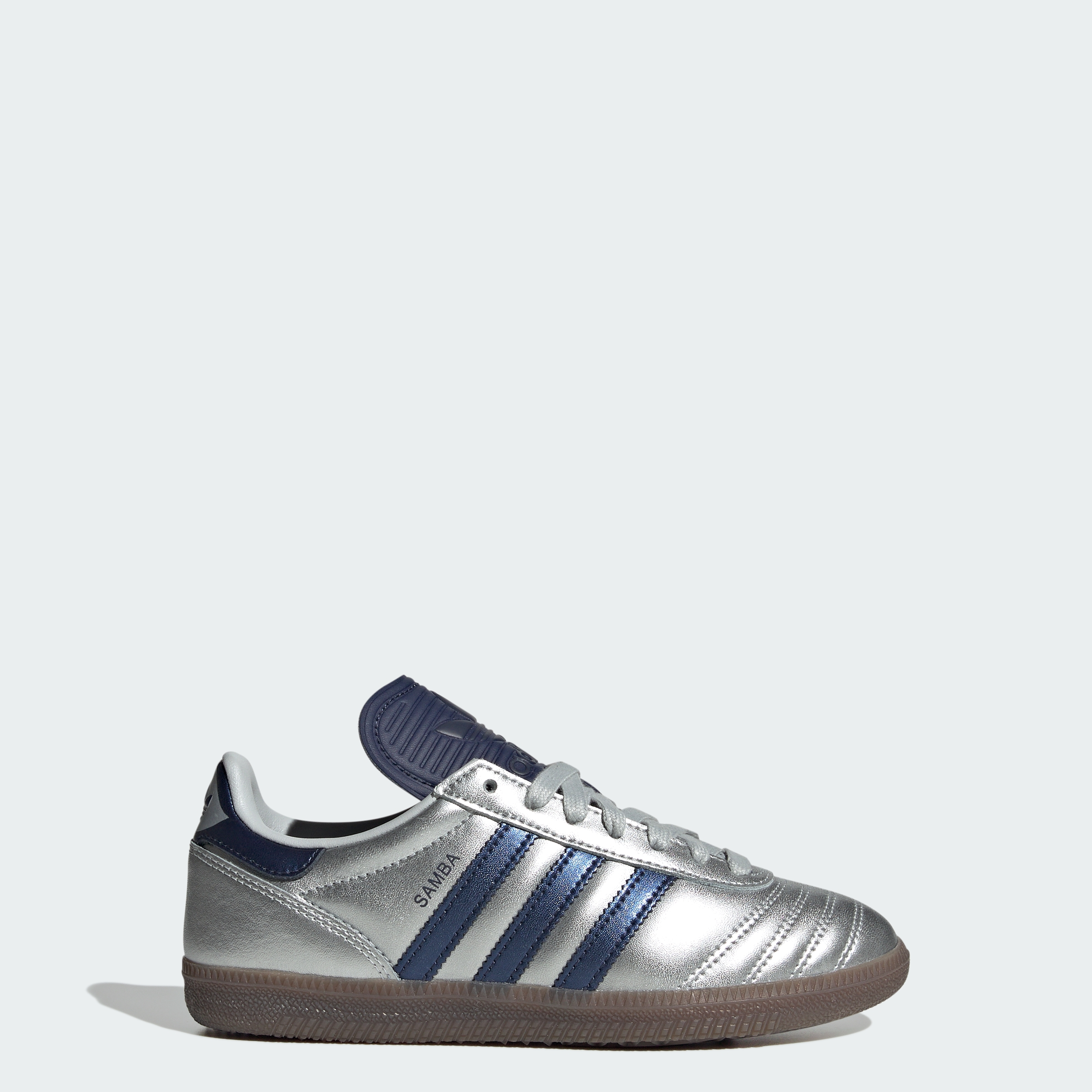 adidas SAMBA JP SHOES - Silver Metallic / Dark Blue / Gum - View 1