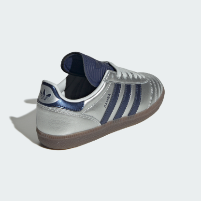 adidas SAMBA JP SHOES - Silver Metallic / Dark Blue / Gum - View 6