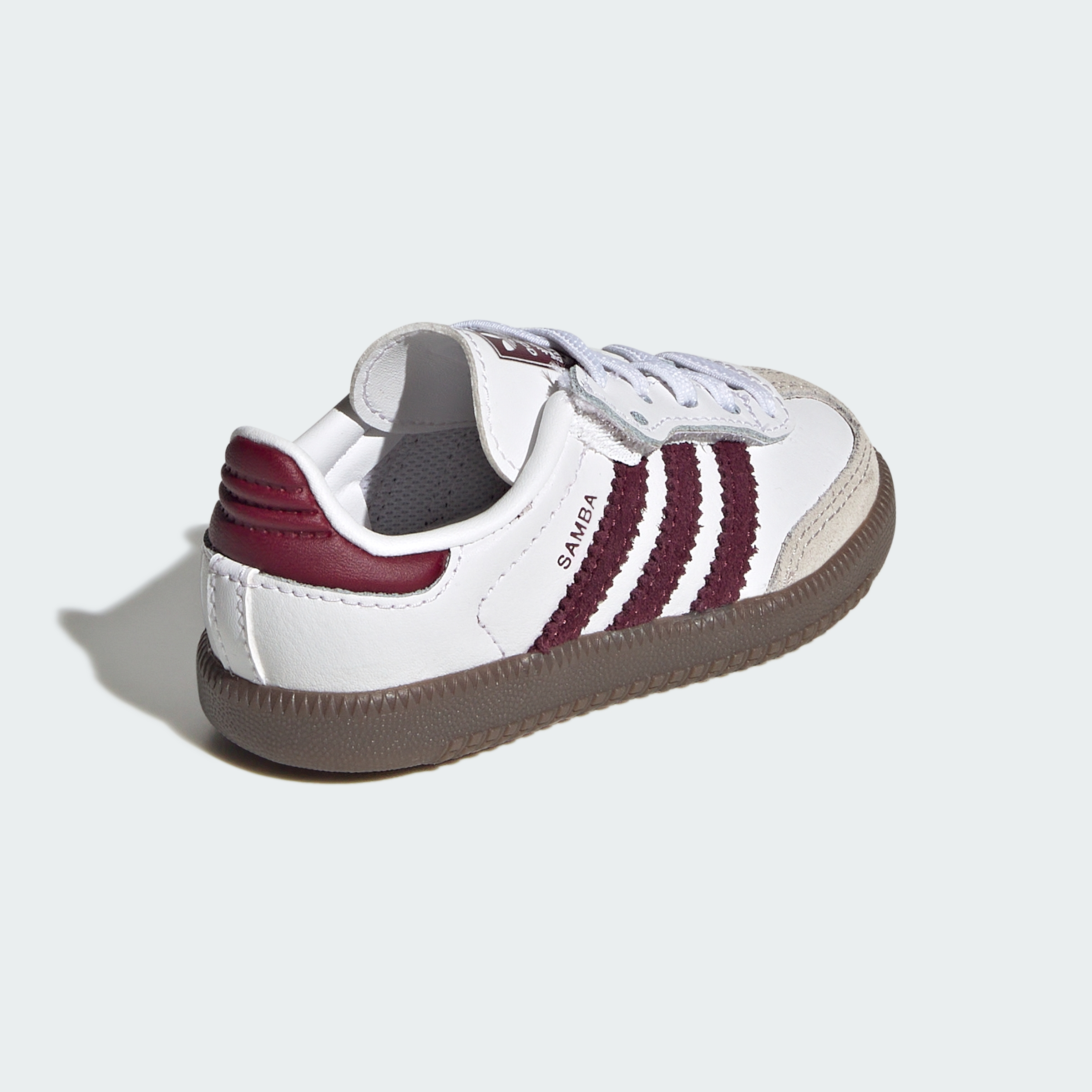 adidas SAMBA OG COMFORT CLOSURE ELASTIC LACE SHOES - Cloud White / Maroon / Gum - View 6