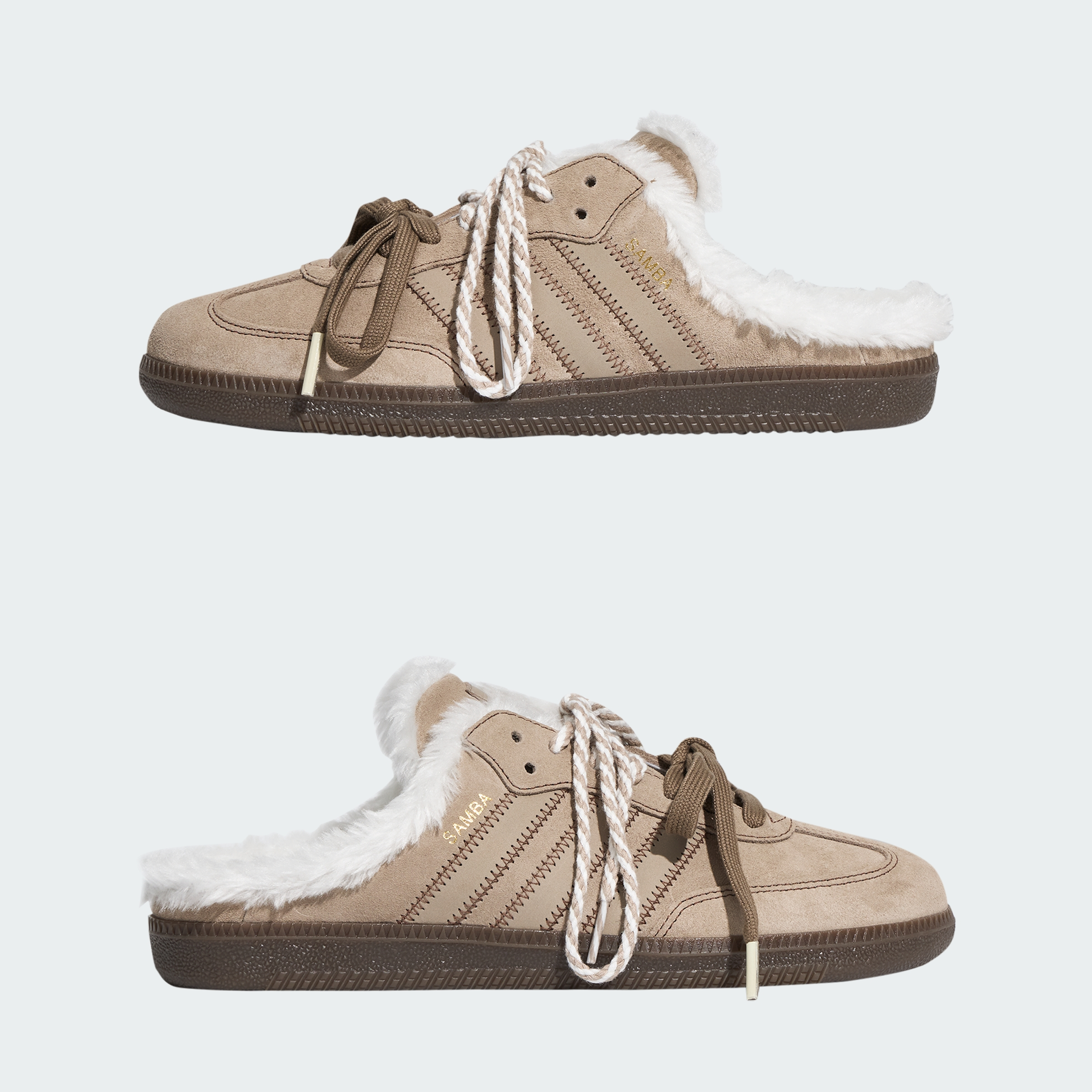 adidas SAMBA OG MULE SHOES - Preloved Brown / Core White / Gold Metallic - View 8