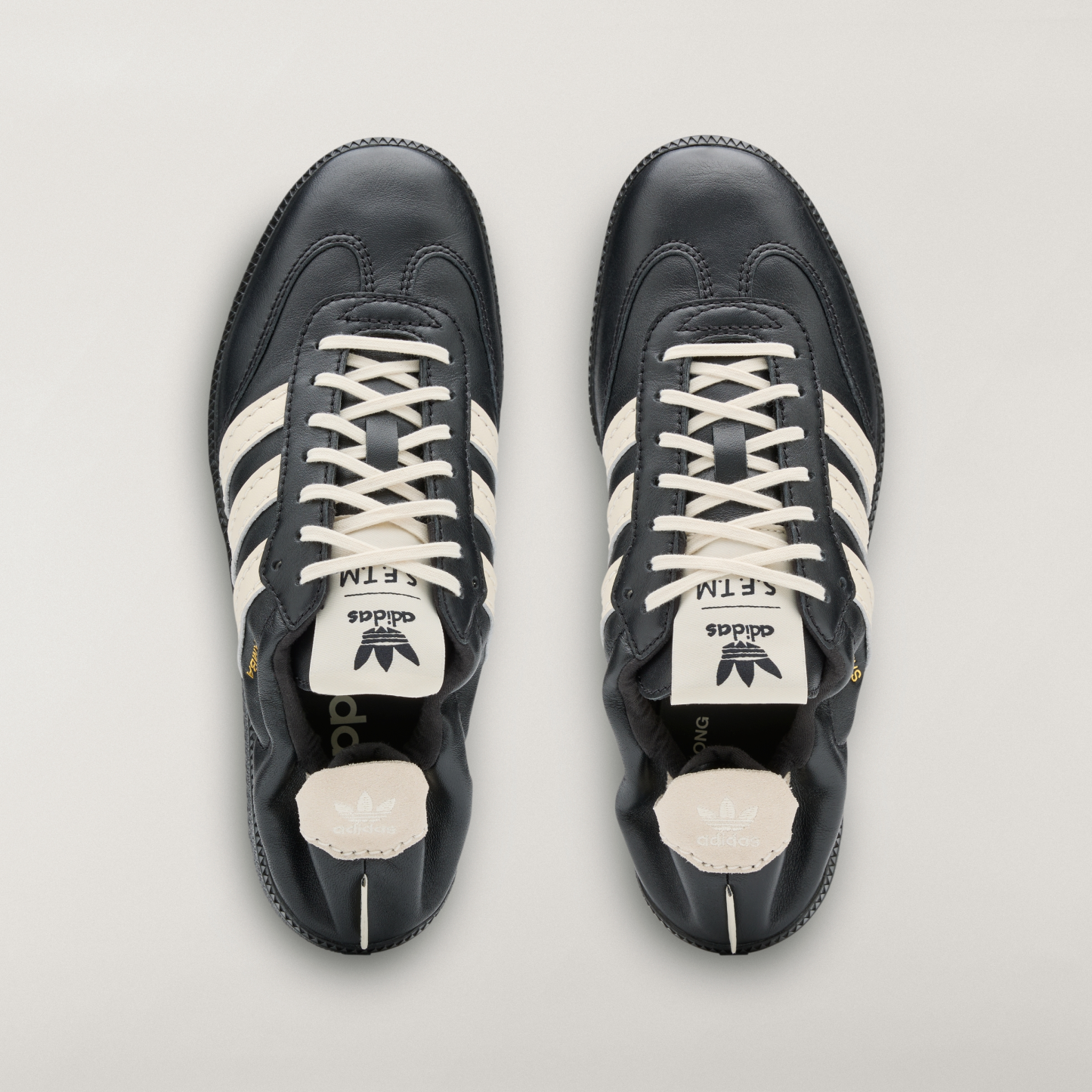 adidas SAMBA OG SFTM Shoes - Core Black / Cream White / Gold Metallic - View 3
