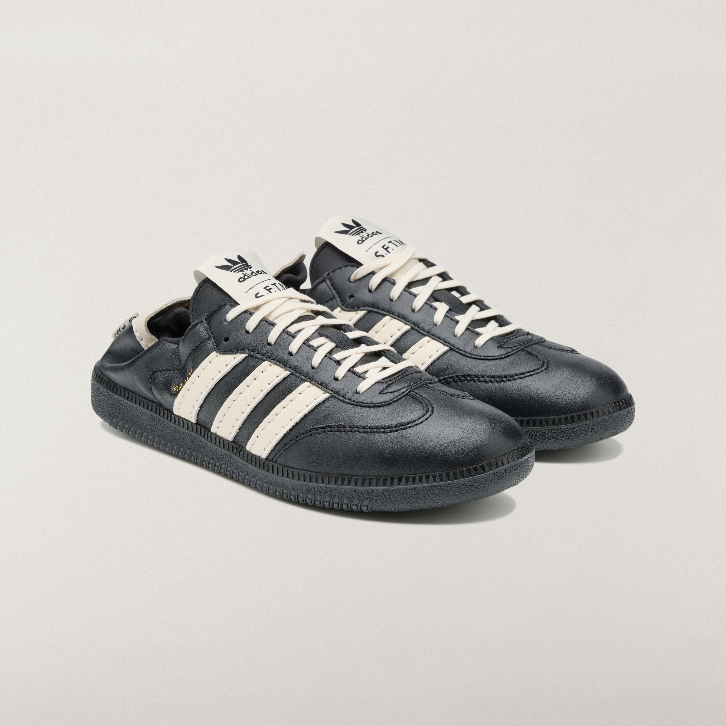 adidas SAMBA OG SFTM Shoes - Core Black / Cream White / Gold Metallic - View 5