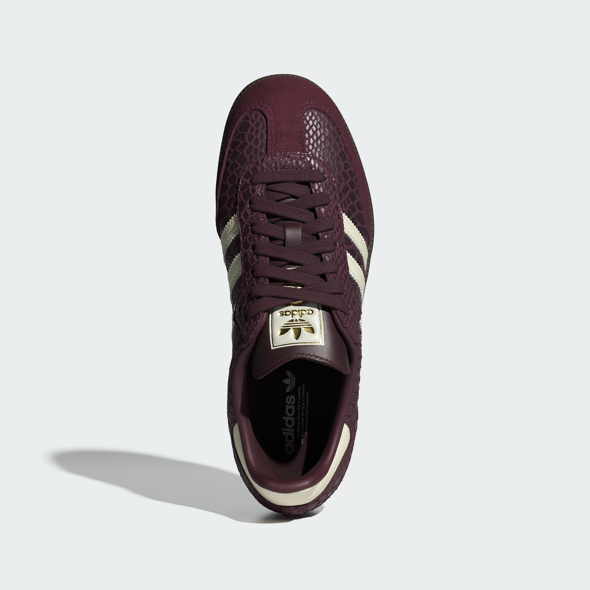 adidas SAMBA OG SHOES - Maroon / Cream White / Gold Metallic - View 3