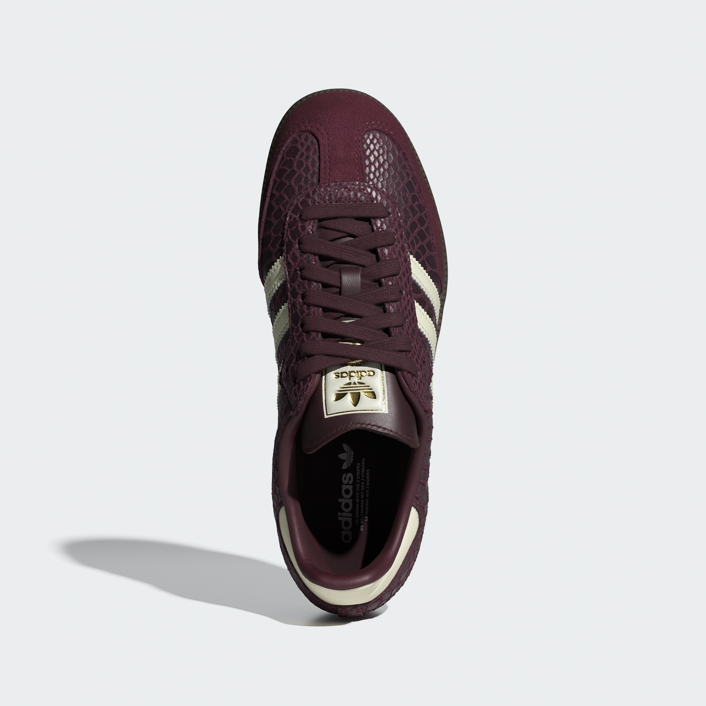 adidas SAMBA OG SHOES - Maroon / Cream White / Gold Metallic - View 3