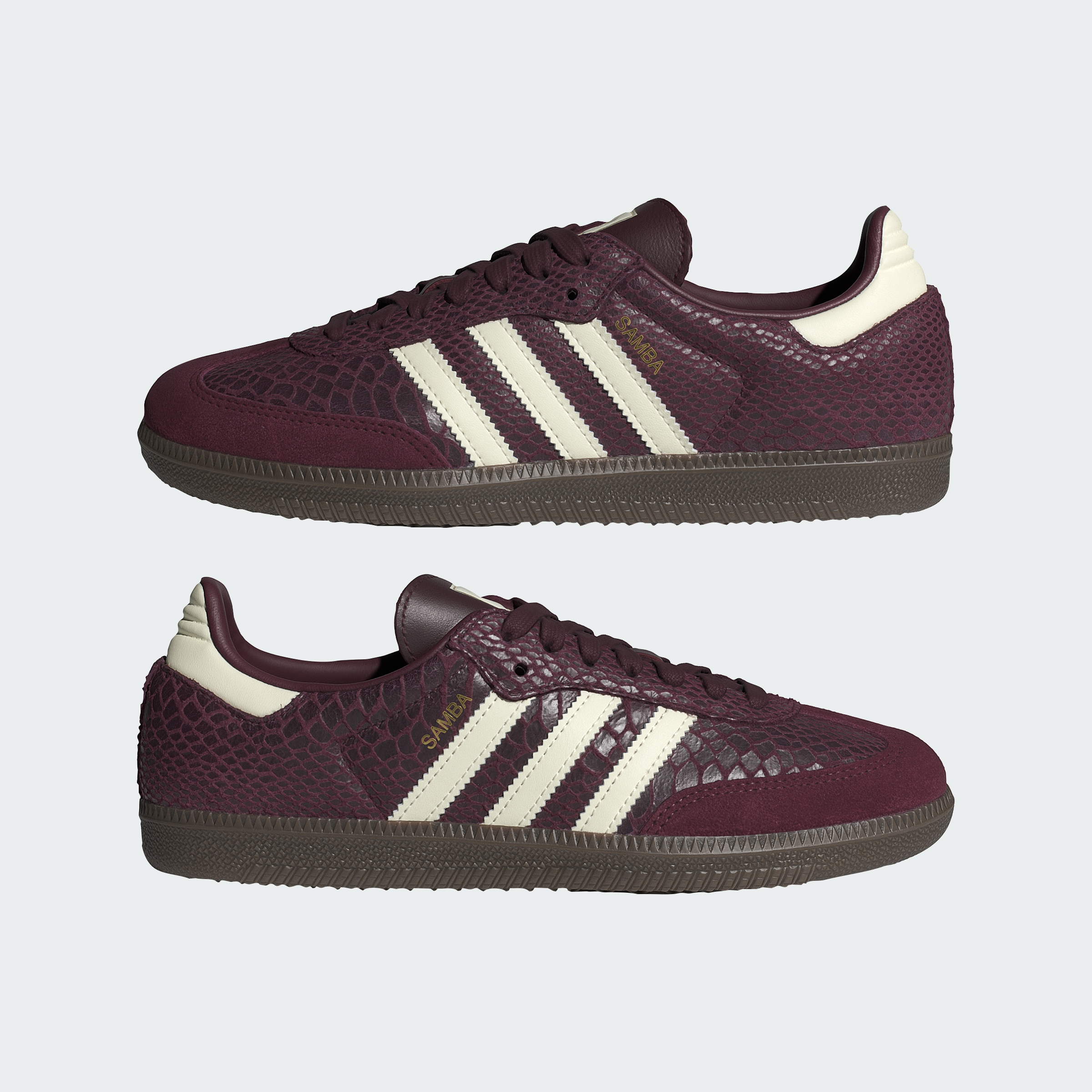 adidas SAMBA OG SHOES - Maroon / Cream White / Gold Metallic - View 8