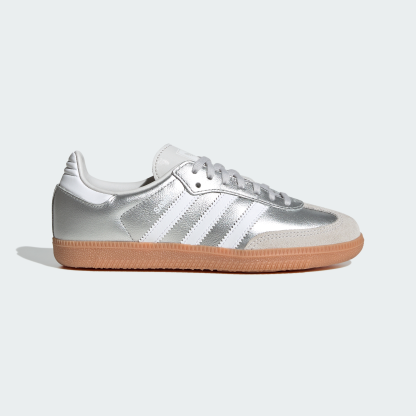 adidas SAMBA OG SHOES - Silver Metallic / Cloud White / Gum - View 2
